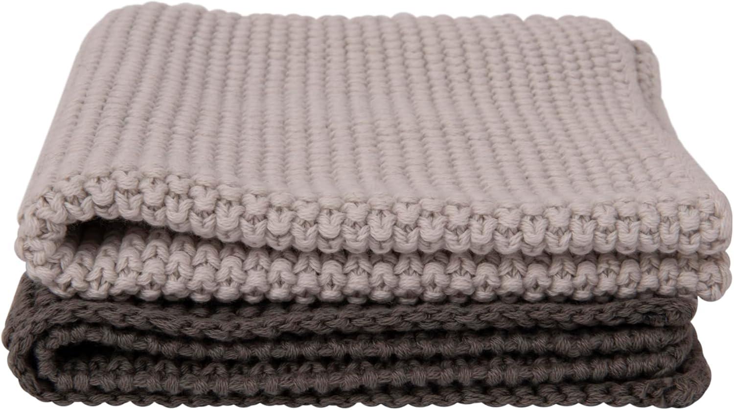 Light and Dark Gray Cotton Knit Dish Cloth Set