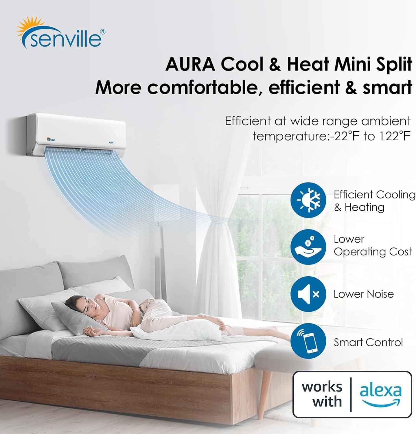 Senville AURA White 24000 BTU Mini Split Air Conditioner with Heater