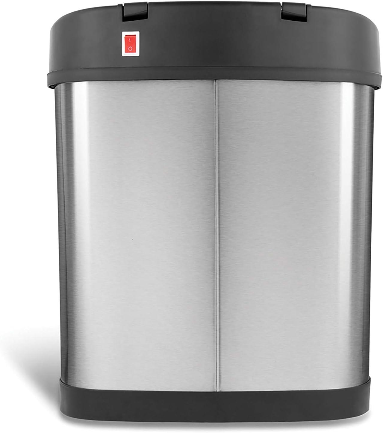 Nine Stars 3.2gal/12L Motion Sensor Trash Can Silver: Stainless Steel, Kitchen, Rectangle, Trash Can with Lid