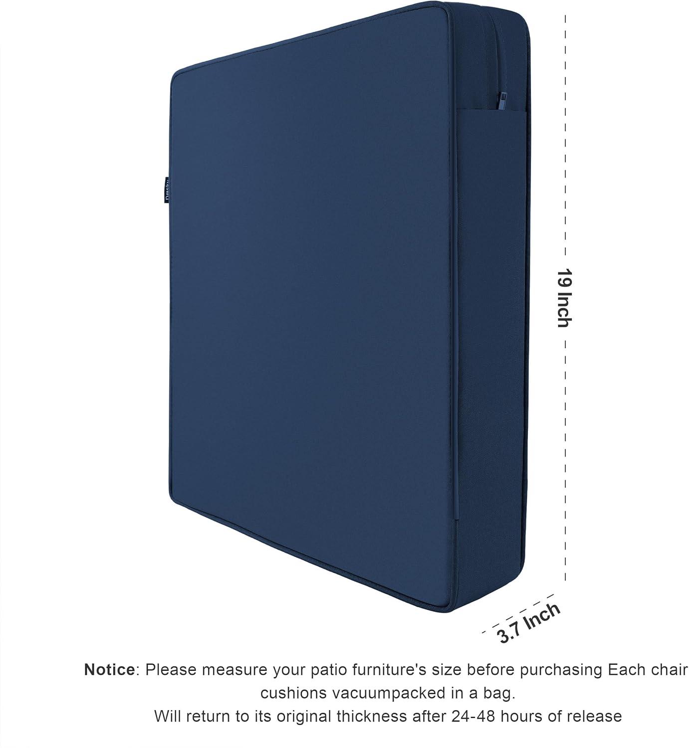 Dmsky Patio Chair Cushion,19 x 19 x 3.7 Inch Outdoor Chair Cushions for Patio Furniture,Waterproof Seat Cushions with Ties, Garden Sofa Couch Chair Pads with Handle Set of 2(Blue)…