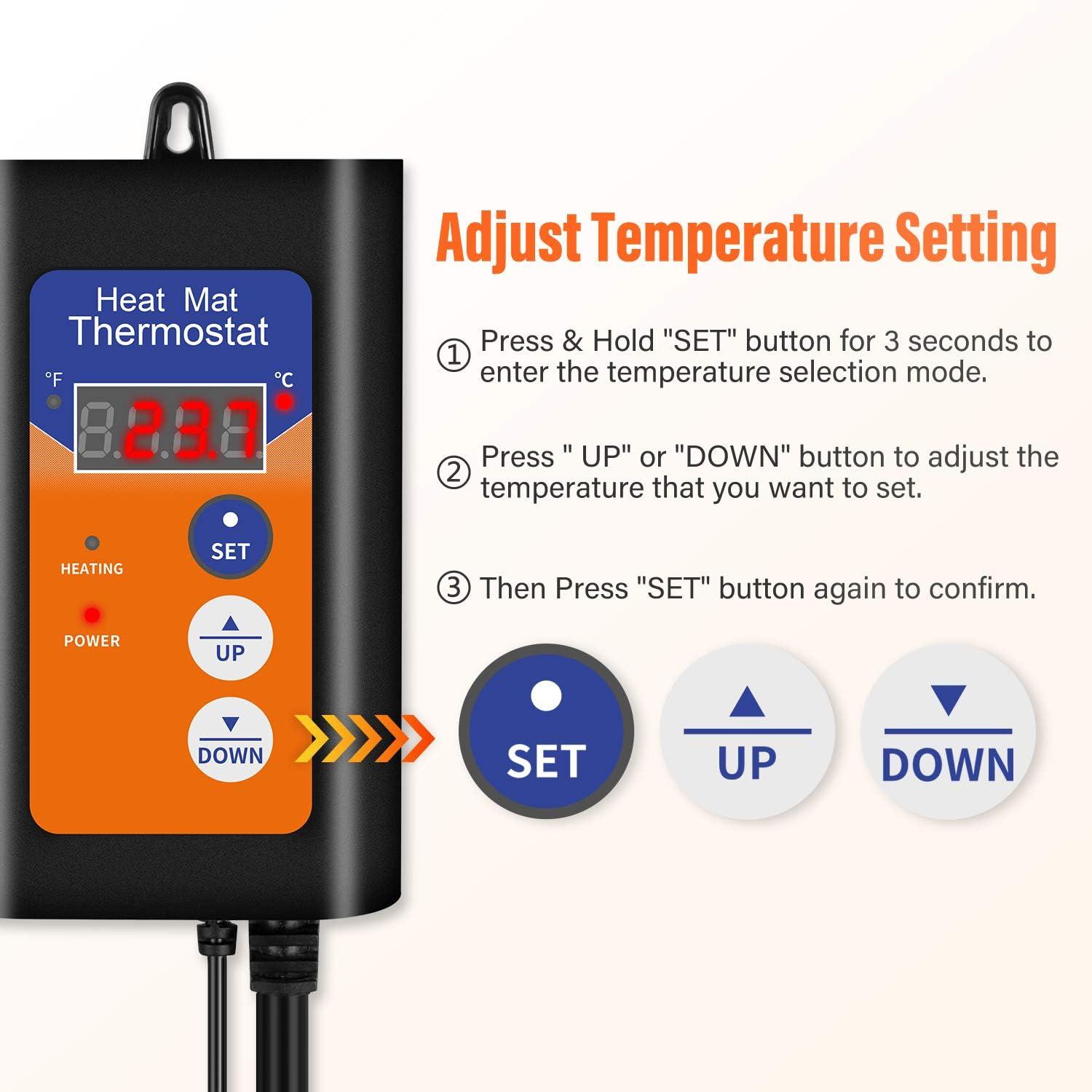 iPower Digital Heat Mat Thermostat Temperature Controller for Seed & Reptiles