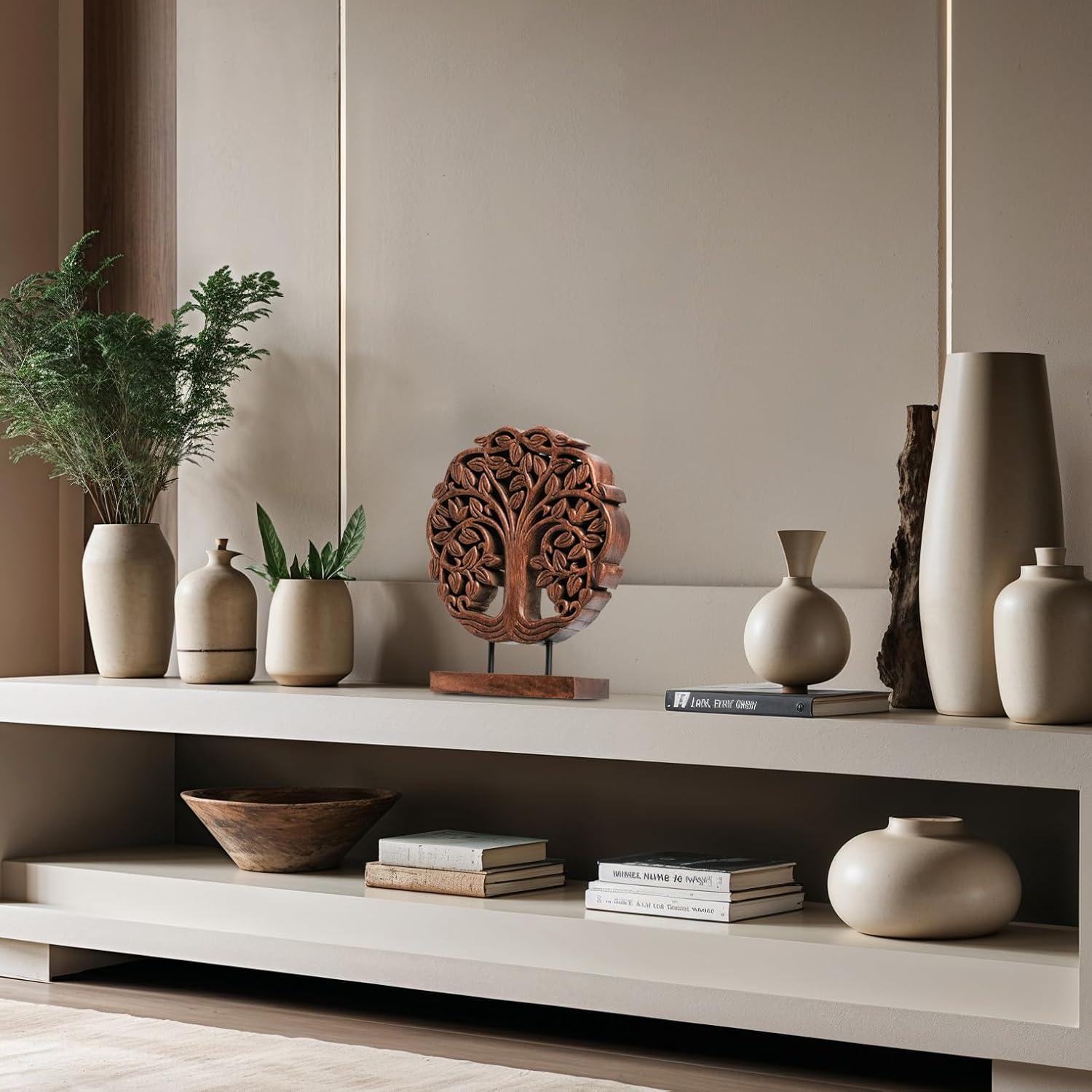 Decozen Wooden Tree of Life Sculpture – Gifts for Mom or Dad on Mother’s Day, Father’s Day, or Birthday – Acacia Wood Sculpture for Home, Office, Living Room, or Boho and Mantle Décor