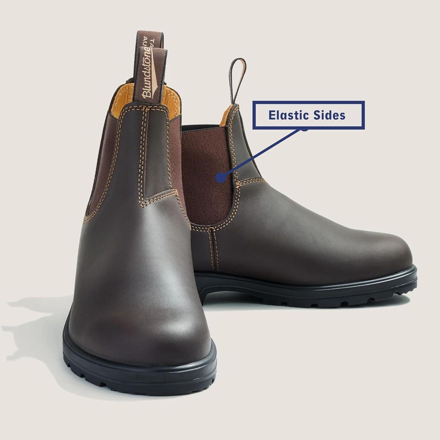 Blundstone 550 Unisex Chelsea Boots, Premium Water Resistant Leather with a Cushioned Midsole and Elastic Side For Men and Women, Walnut Brown 10 AU