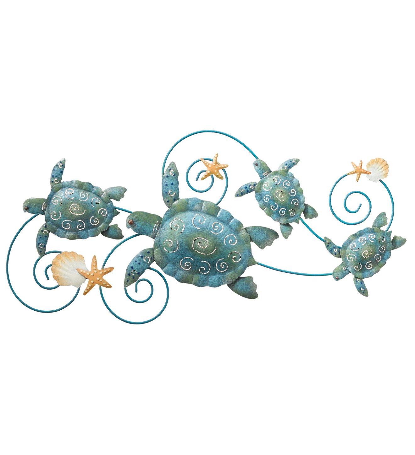 31" Blue and Green Metal Sea Turtle Wall Decor