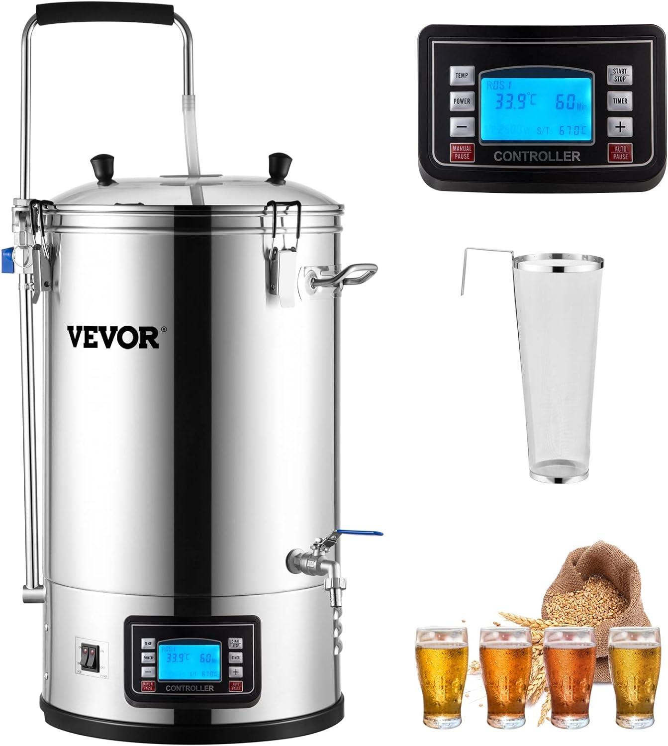 VEVOR 9.2 Gal Stainless Steel Electric Brewing System with LCD Panel