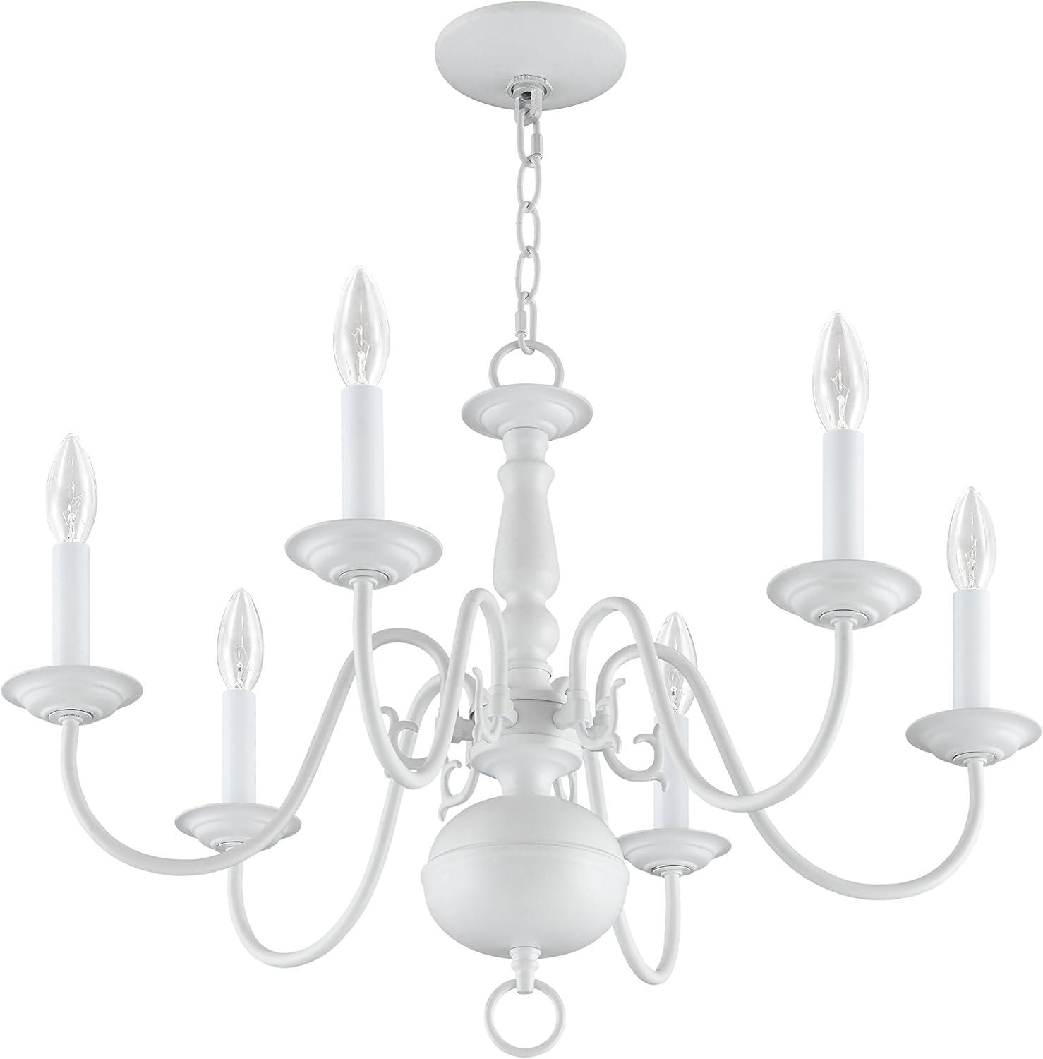 Colonial Elegance White 6-Light Candelabra Chandelier