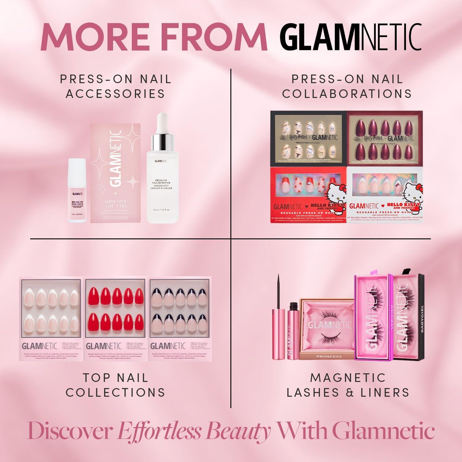 Glamnetic Press-On Nails – Red Affair | Sparkly Red French Tip Nails, Reusable, 30 Count