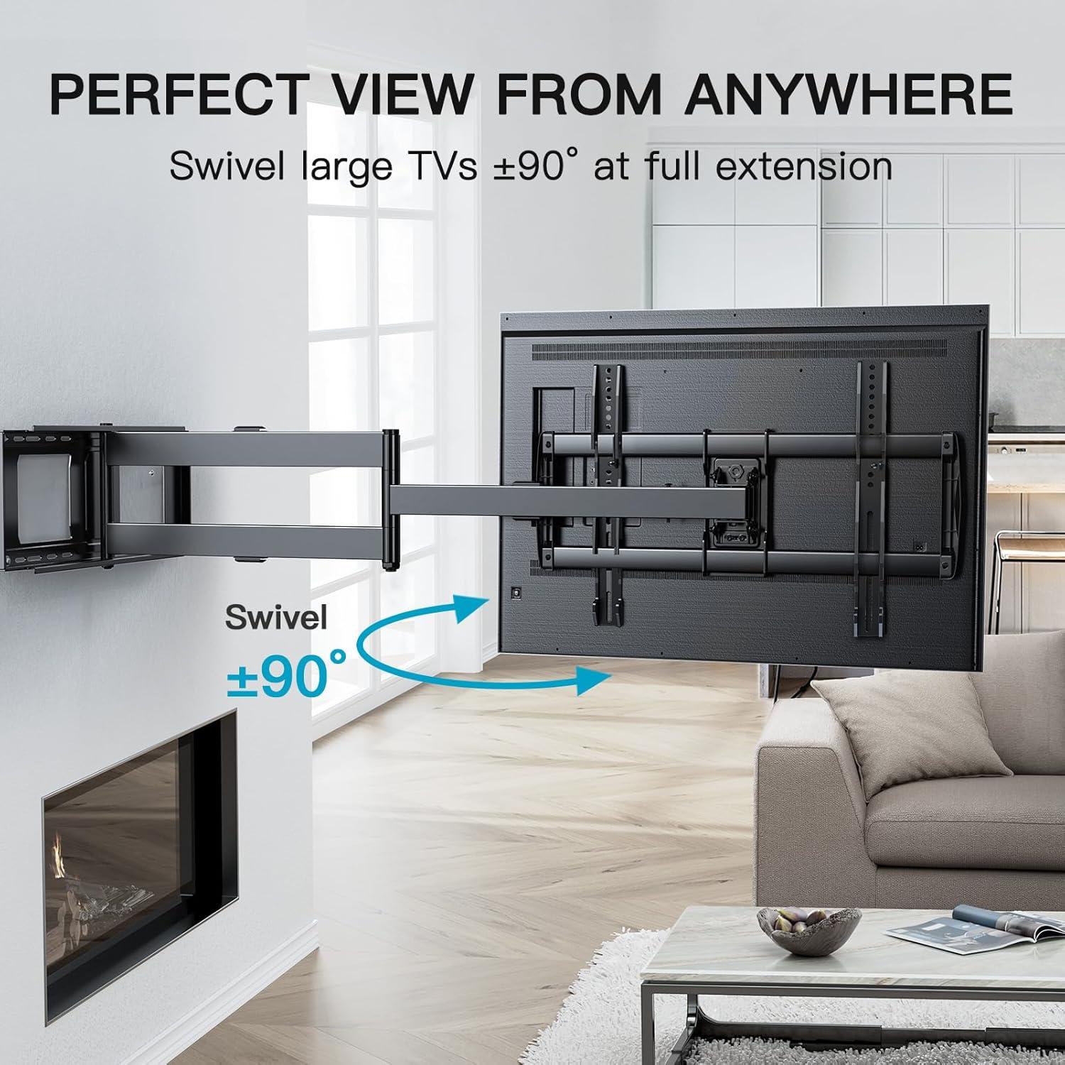 PERLESMITH Long Arm TV Wall Mount for 42-90 inch TVs, Full Motion TV Mount with 42.72 inch Extension Articulating Arm Swivel and Tilt, Max VESA 800x400mm, Holds up to 150 lbs, 16”,18”, 24” Studs