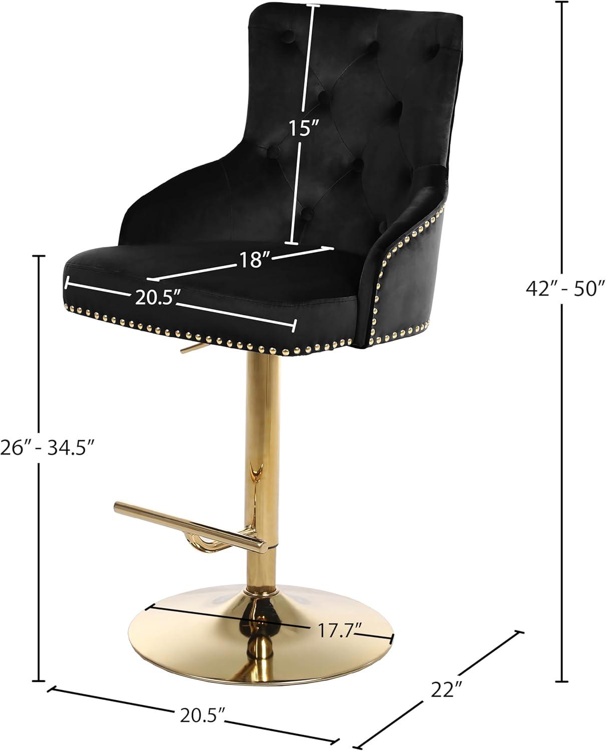 Meridian Furniture Claude Black Velvet Adjustable Stool