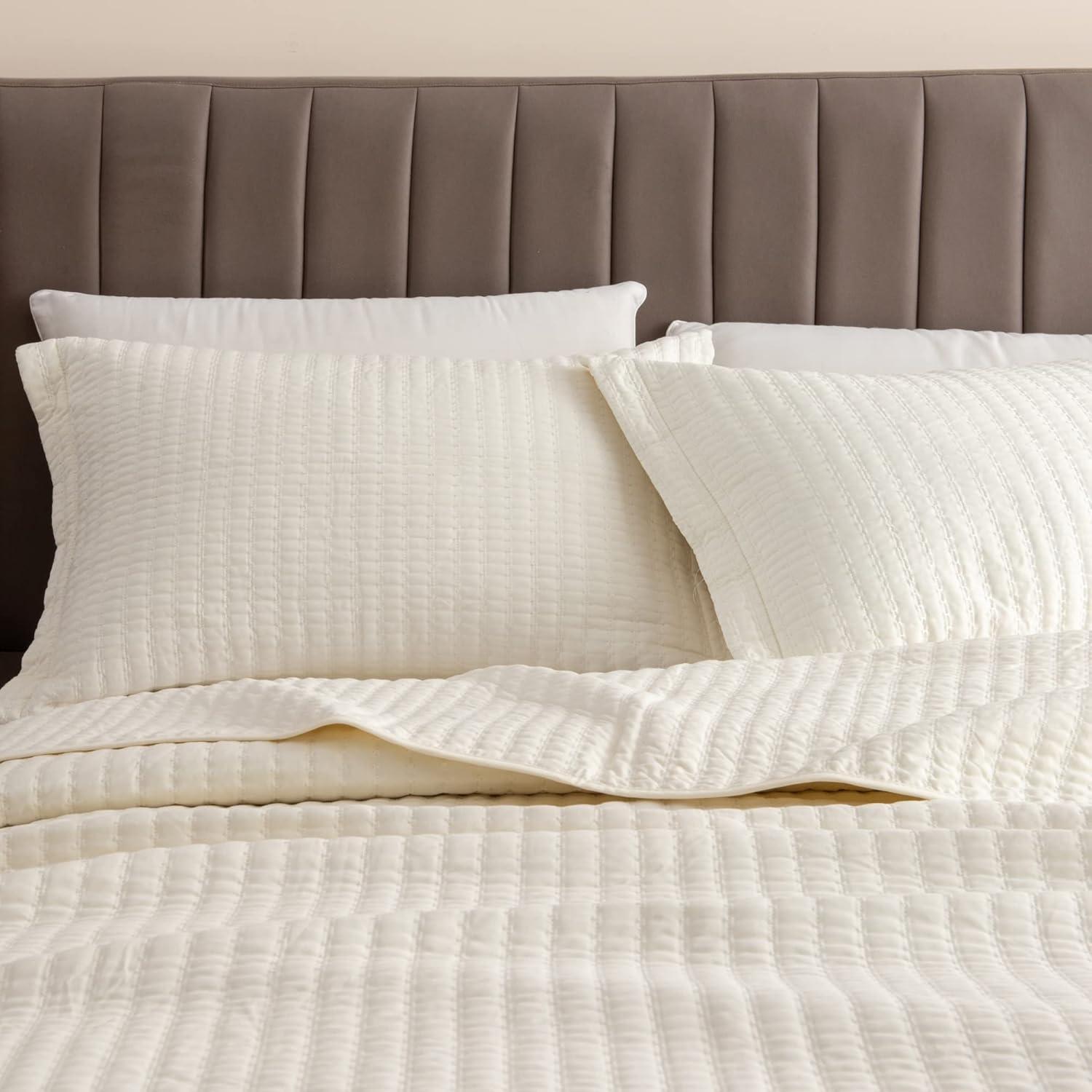 FreshFolds Modern & Contemporary Stripe Stitched Quilt Set with Shams