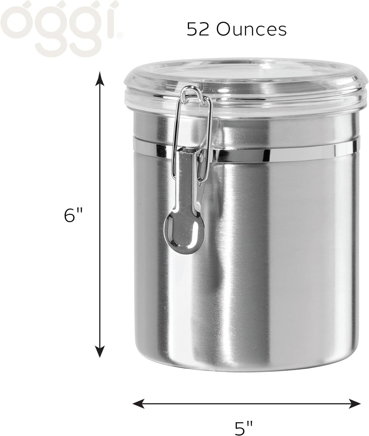 Oggi Stainless Steel 47 Oz. Canister with Clear Lid