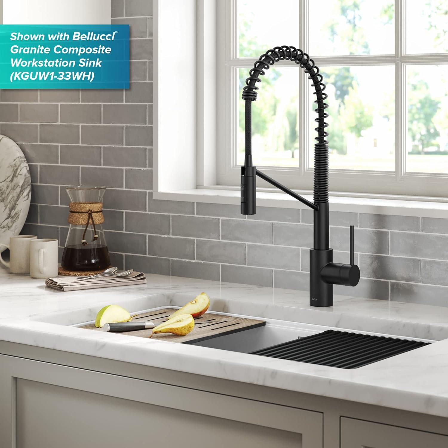 KRAUS Oletto Touchless Sensor Commercial Pull-Down Single Handle Kitchen Faucet with QuickDock Top Mount Assembly