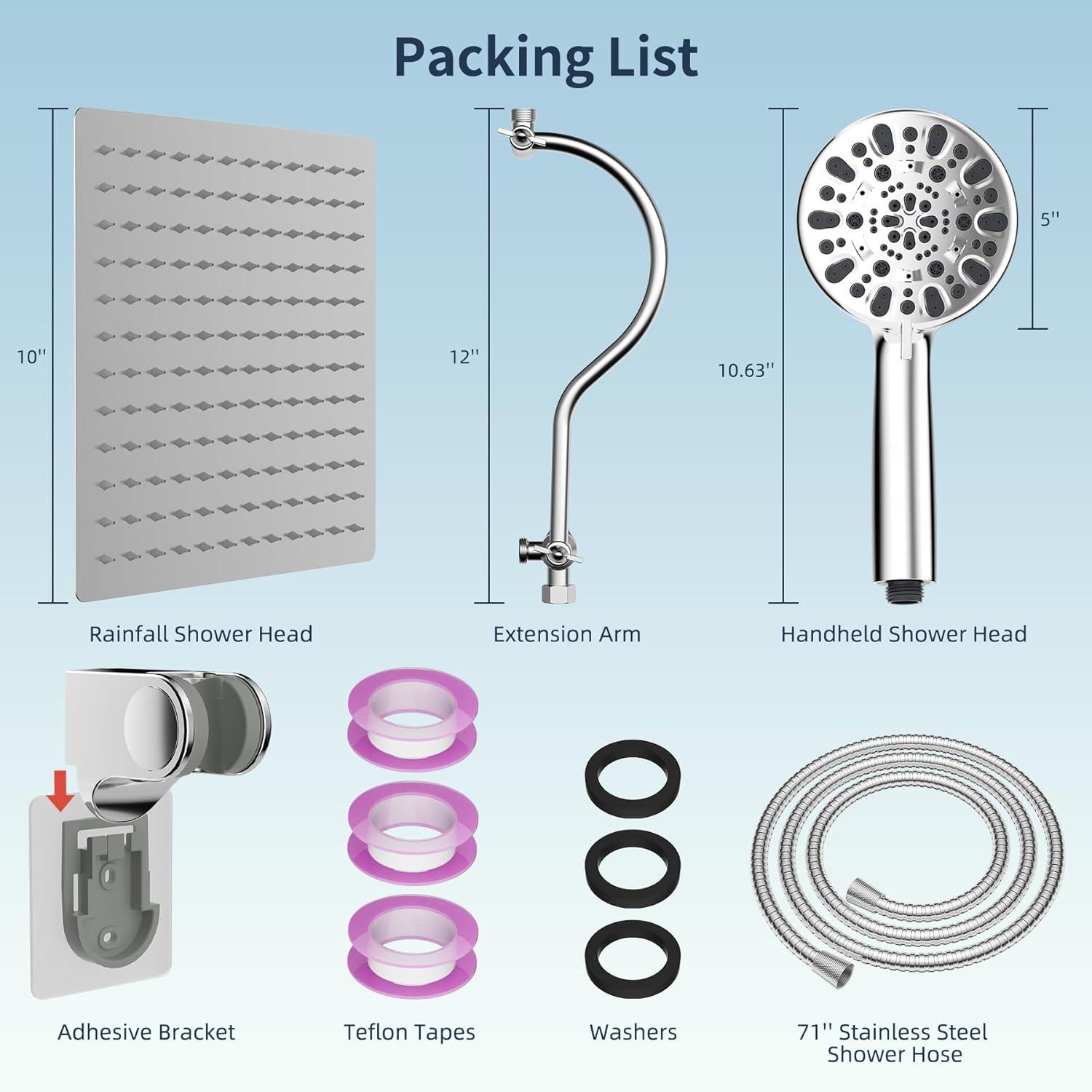 High Pressure Rainfall Shower Head with Handheld Spray Combo