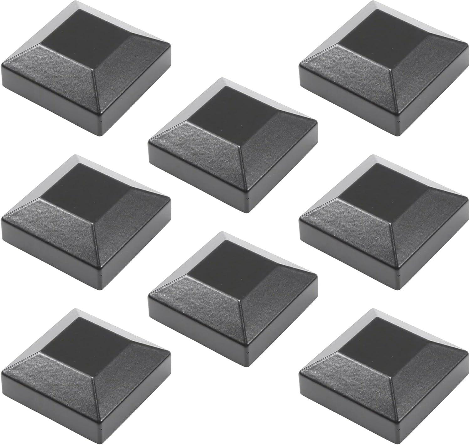 Black Aluminum 1.5" Square Post Caps for Fence, 8-Pack