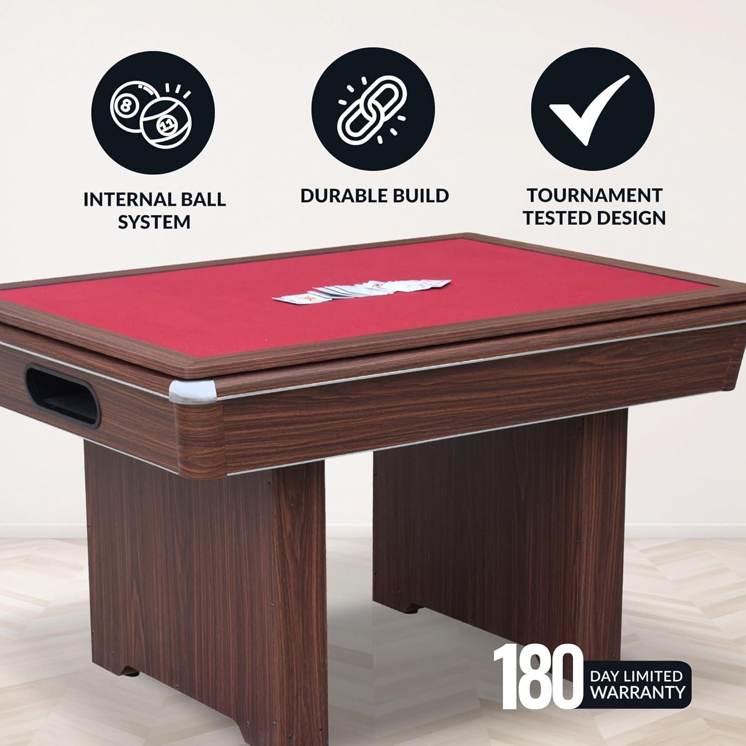 Hathaway Games Hathaway Renegade II 54-in Bumper Pool Table - Includes Cues, Billiard Balls, Accessories – Multi Game for Adults & Kids – Rubber Action Bumpers – Family Game Room – Red Felt with Walnut Finish