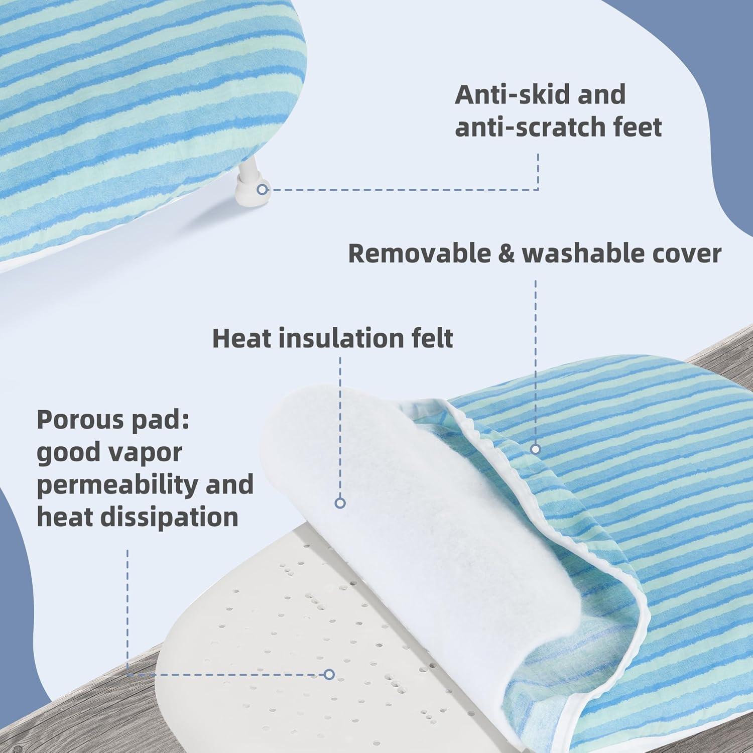 STORAGE MANIAC Tabletop Ironing Board with Folding Legs, Extra Wide Countertop Ironing Board with Cotton Cover, Portable Mini Ironing Board for Sewing, Craft Room, Household, Dorm, White