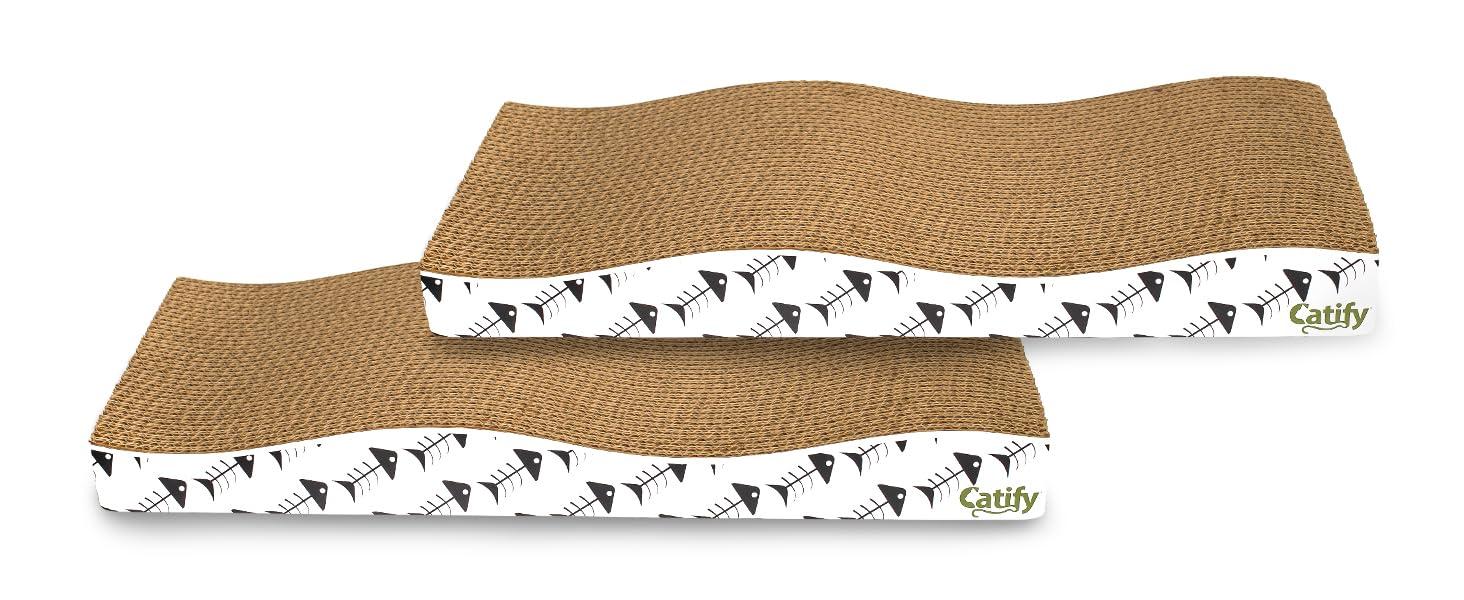 Best Pet Supplies Corrugated Reversible Cardboard Cat Scratcher, Lounger, and Fun Interactive Scratching Boards, Claw Safe, Durable, Natural Recycled Materials, Supports Active Play