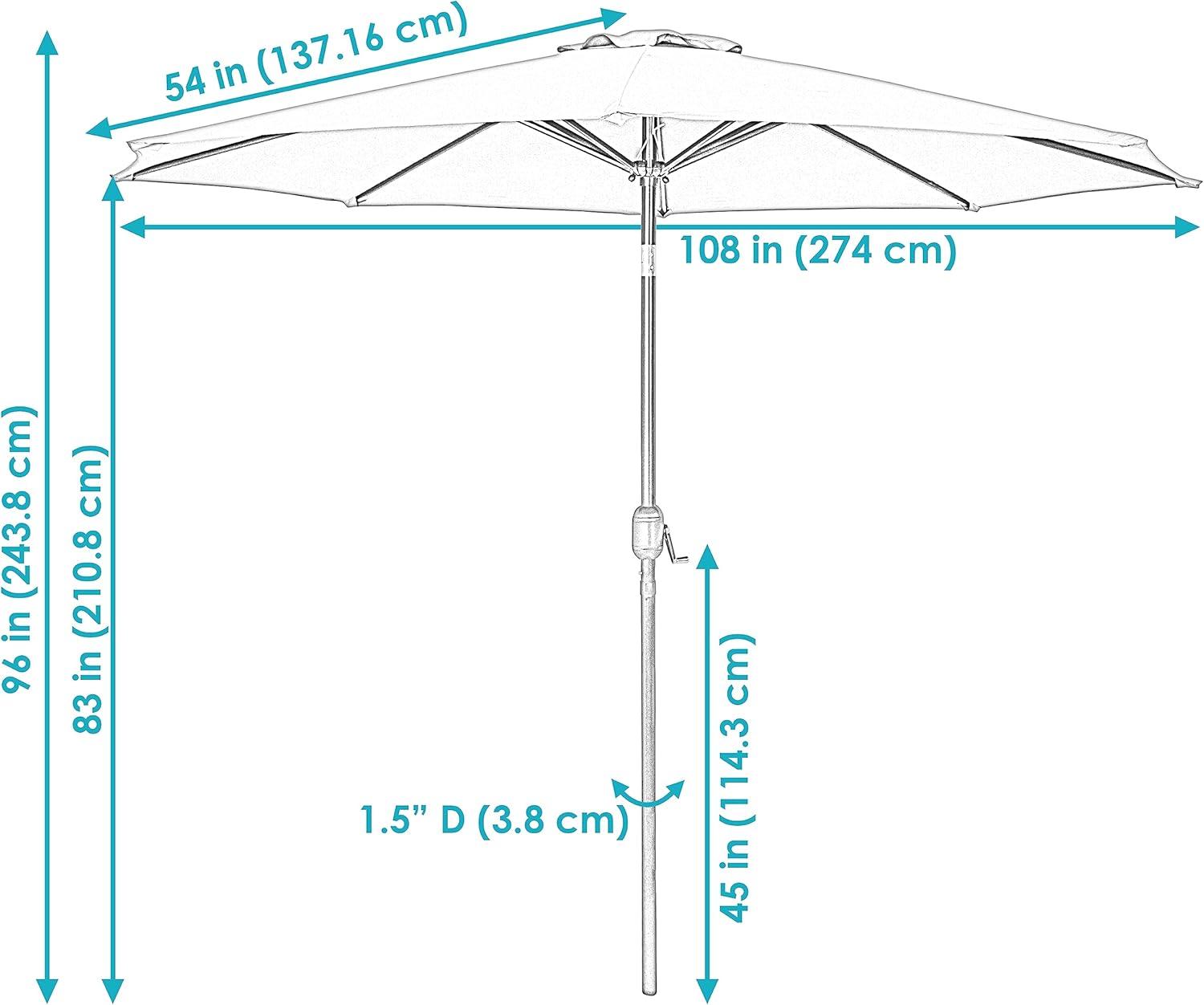 Sunnydaze Outdoor Aluminum Patio Table Umbrella with Polyester Canopy and Push Button Tilt and Crank - 9' - Burnt Orange