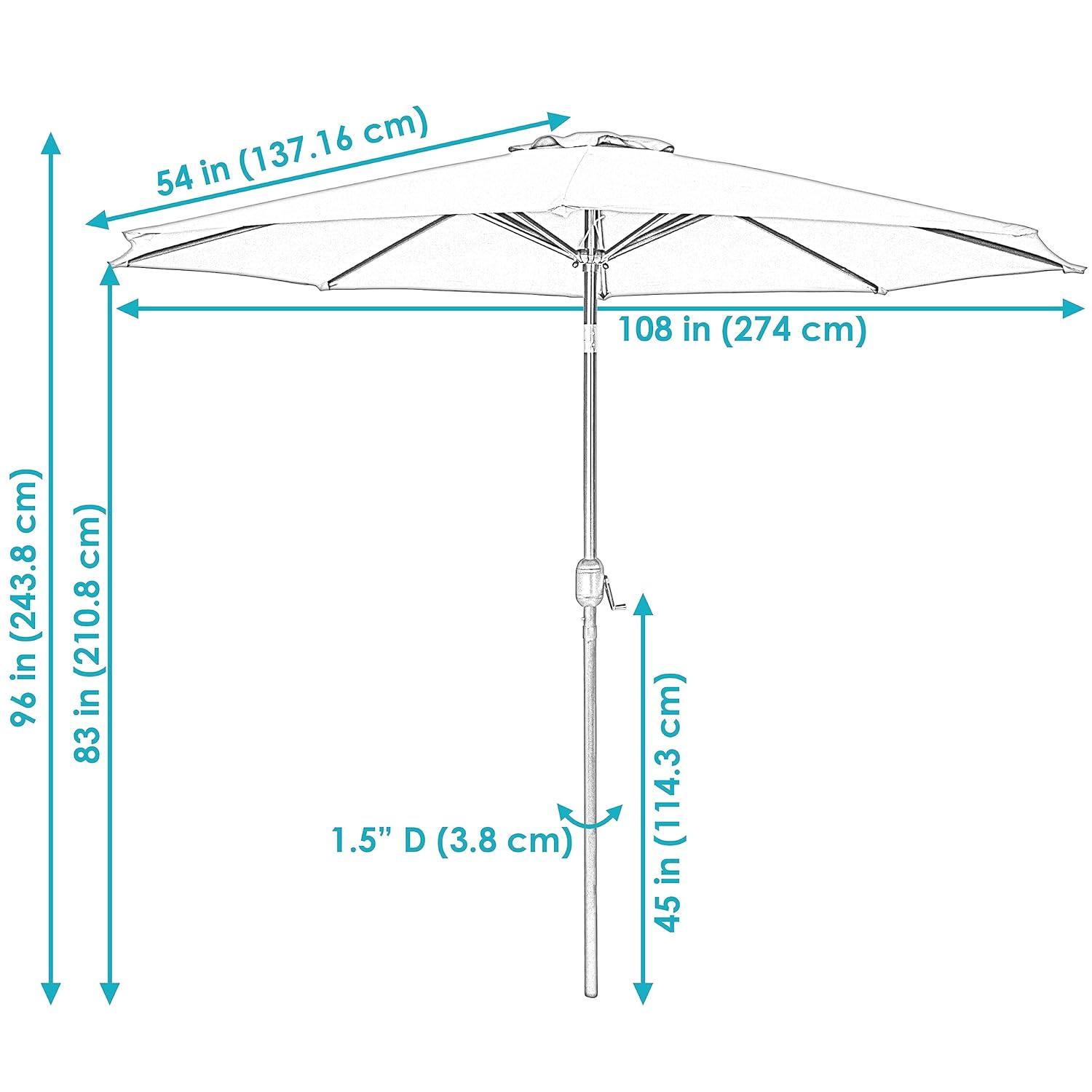 Sunnydaze Outdoor Aluminum Patio Table Umbrella with Polyester Canopy and Push Button Tilt and Crank - 9' - Burnt Orange