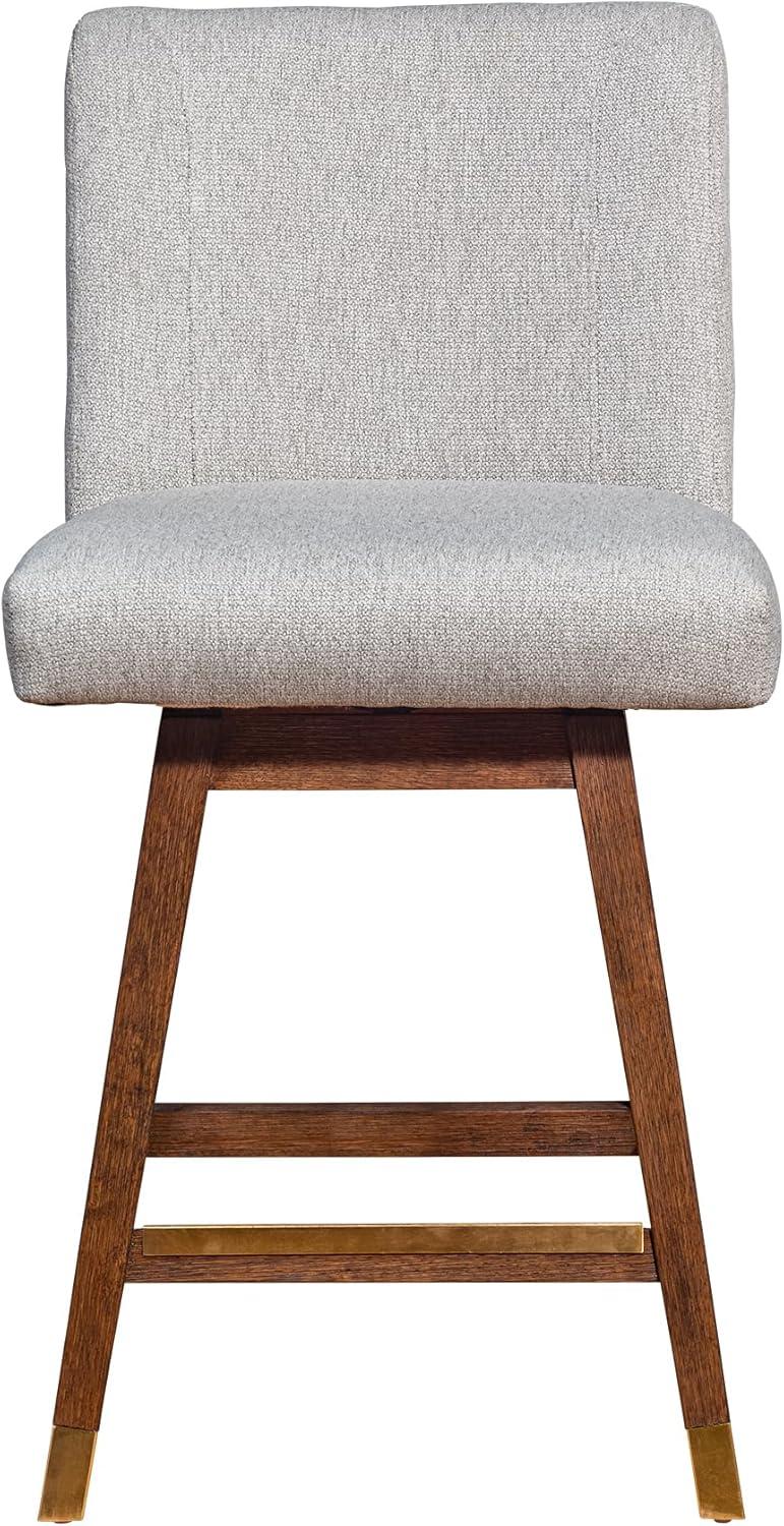 Armen Living Basila Wood Finish with Fabric Swivel Counter Height Barstool Brown Oak/Taupe