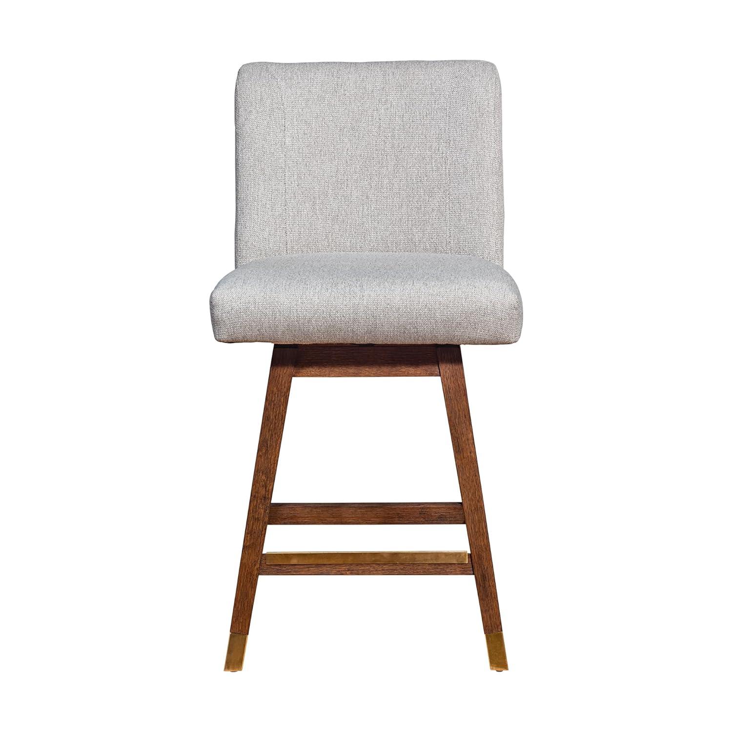 Armen Living Basila Wood Finish with Fabric Swivel Counter Height Barstool Brown Oak/Taupe