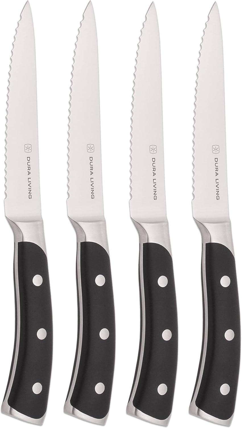 Dura Culina® Elite Series 8 Piece Stainless Steel Steak Knife Set, Black