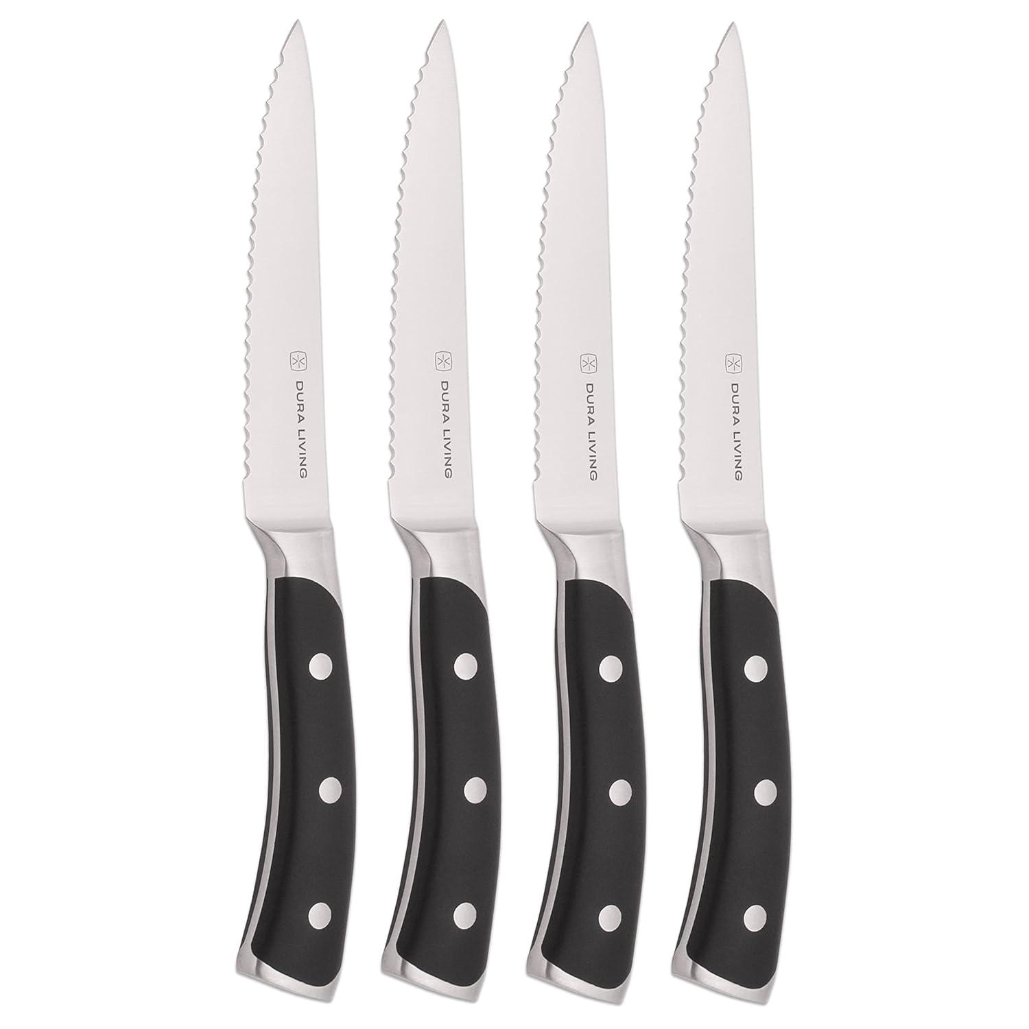 Dura Culina® Elite Series 8 Piece Stainless Steel Steak Knife Set, Black