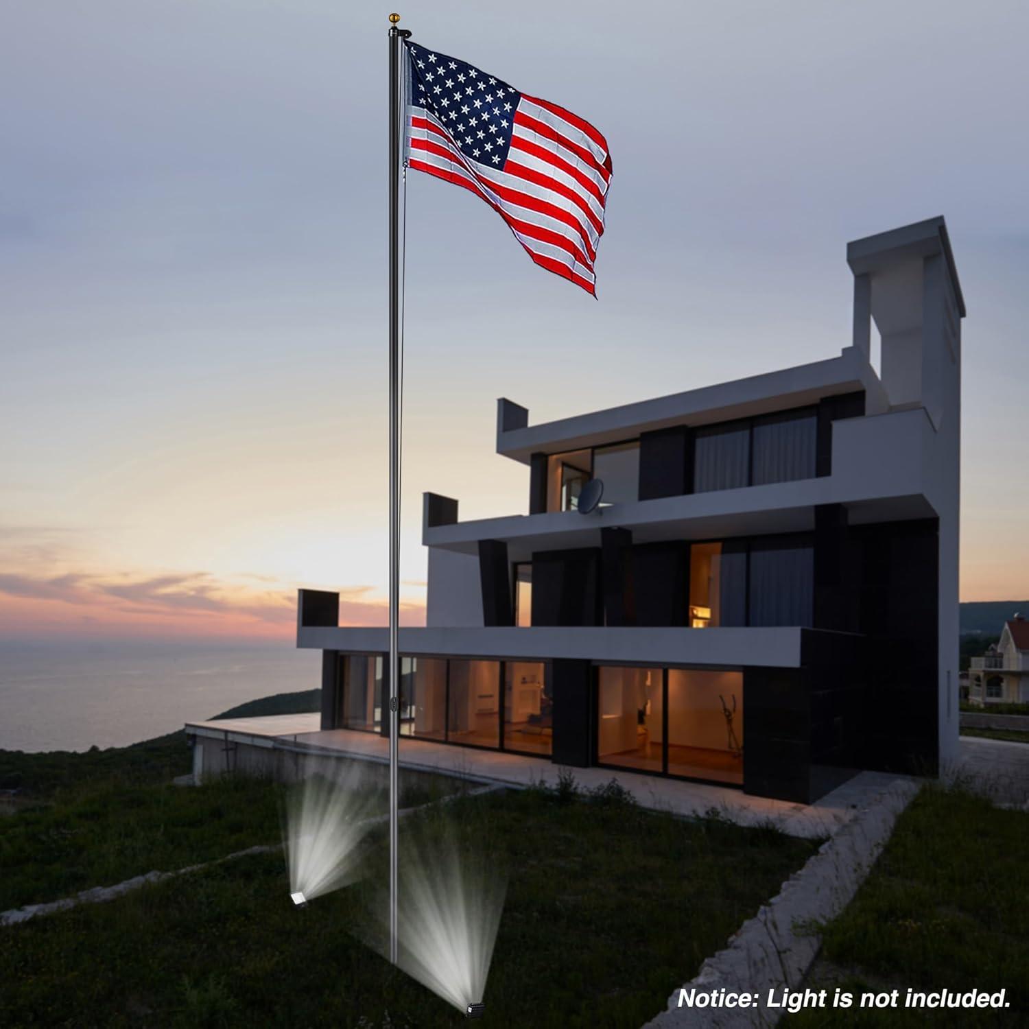 Yescom 25' Upgraded Sectional Aluminum Flagpole Silver