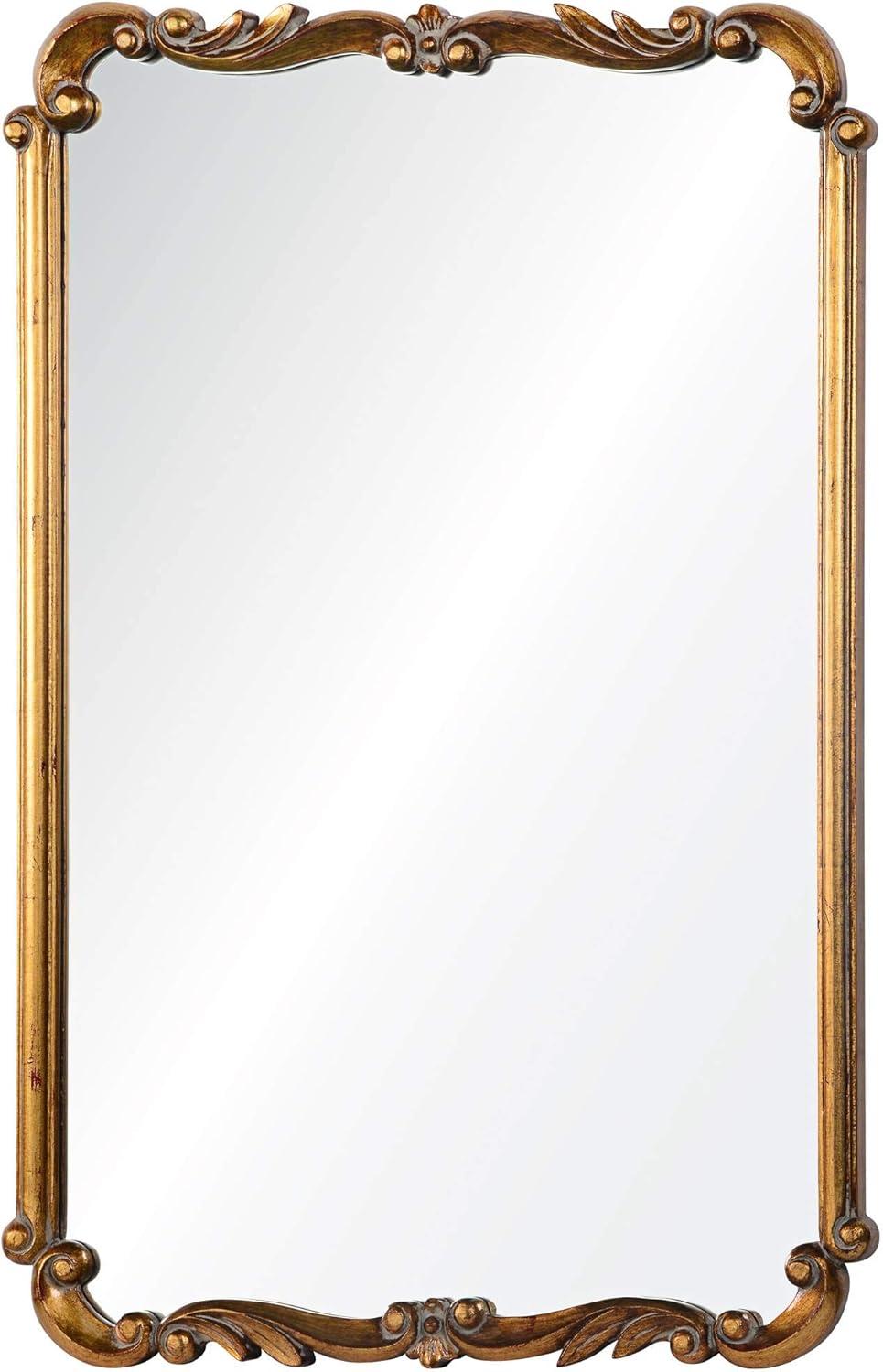 Toulouse Rectangular Traditional Wall Mirror in Antiqued Gold