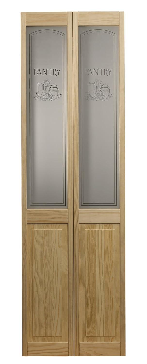 LTL Home Products 80'' Solid Wood Glass Unfinished Bi-Fold Door