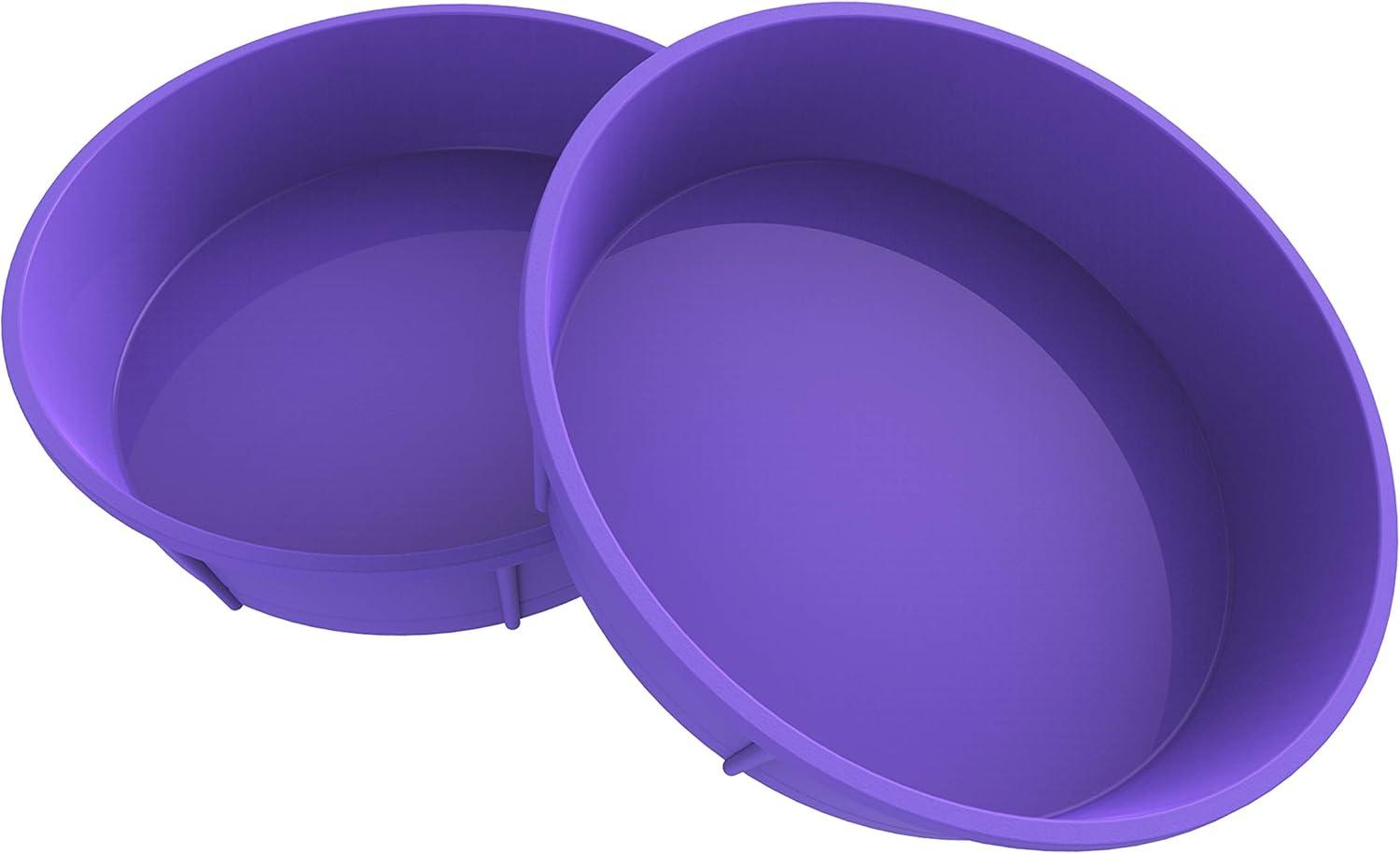 Purple Medium Round Non-Stick Silicone Cake Pans, Set of 2