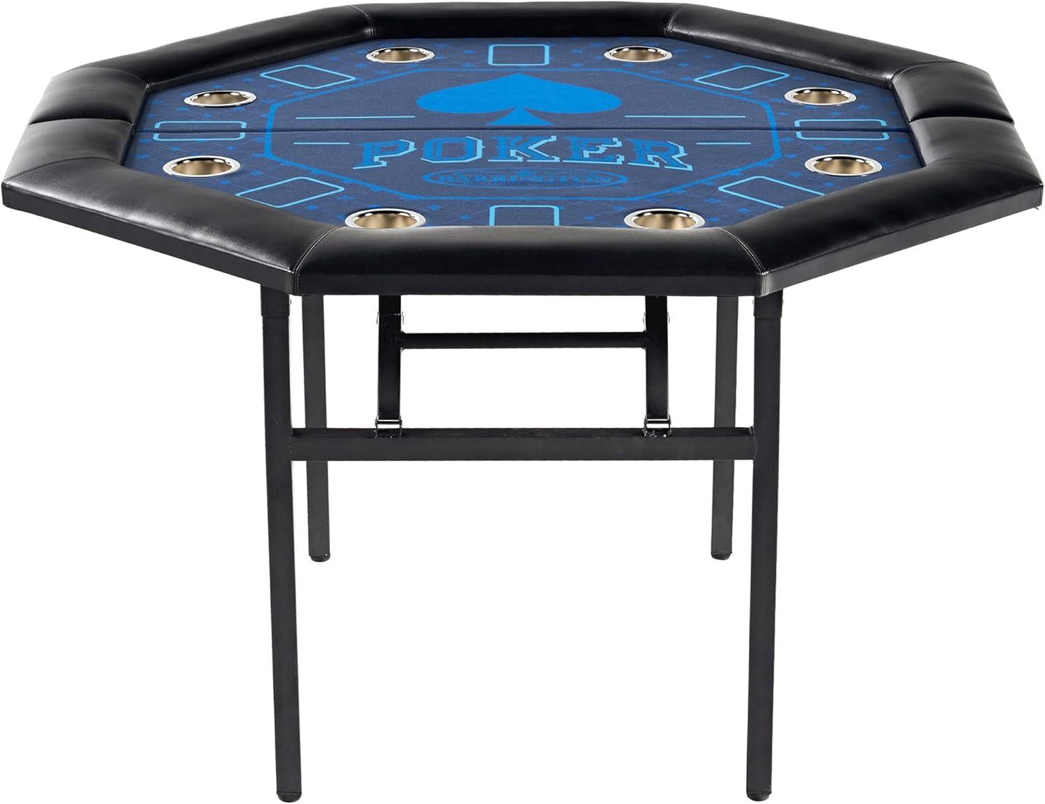 Barrington 48'' Poker Table with Folding Legs and Drink Holders for 8 Players