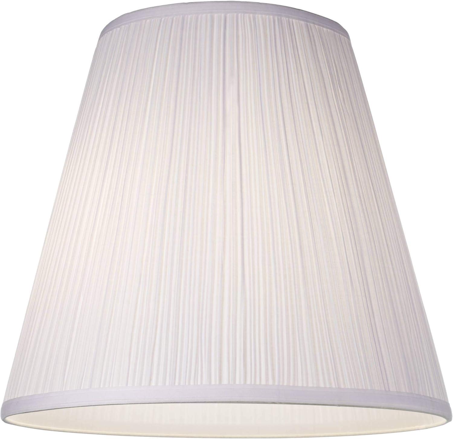 Springcrest 9" Top x 16" Bottom x 14 1/2" High x 14 3/4" Slant Lamp Shade Replacement Set of 2 Medium White Mushroom Pleated Spider Harp Finial