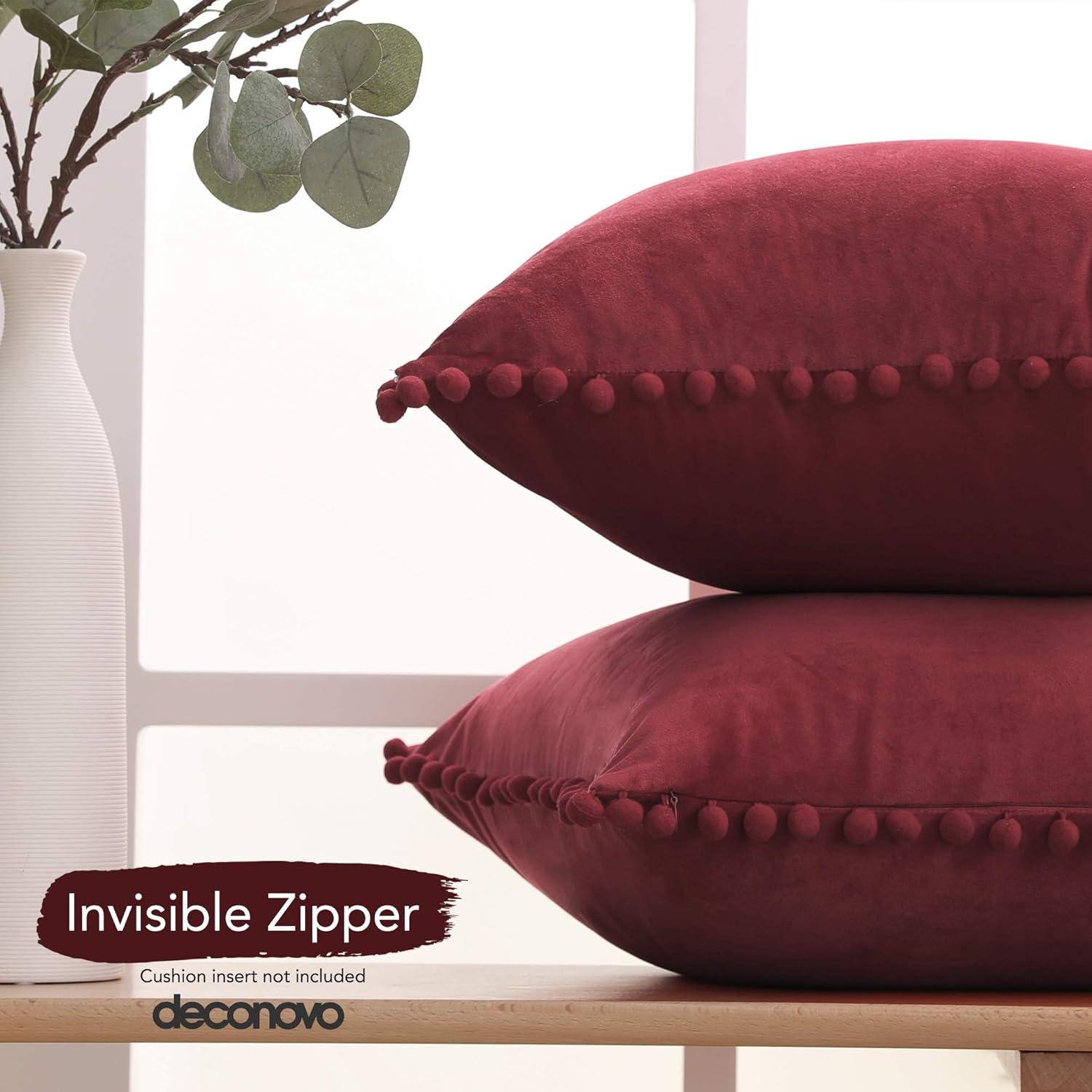 Deconovo Deconovo Pom-poms Velvet Reversible Pillow Cover (Set of 2)