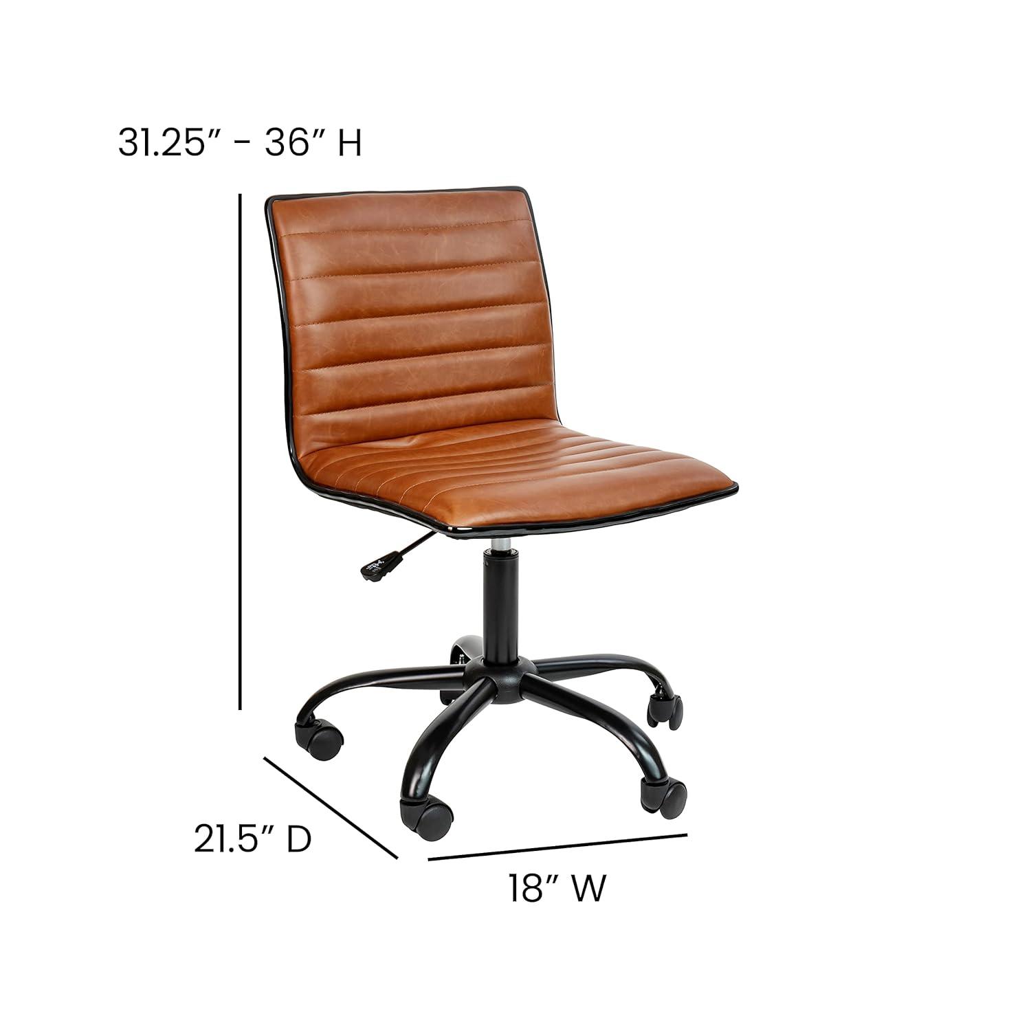Flash Furniture Merchiston Low-Back Modern Ribbed Upholstered Vinyl Swivel Desk Chair