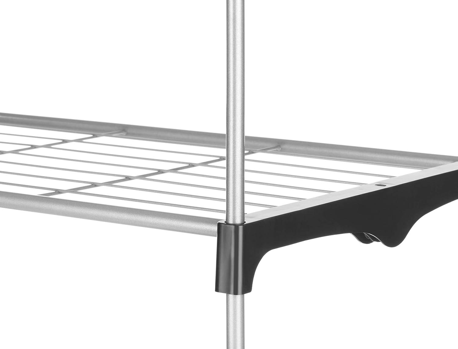 Whitmor 4-Tier Freestanding Metal Shelf Tower Closet System, Black & Silver - for Bedroom, Attic, or Garage