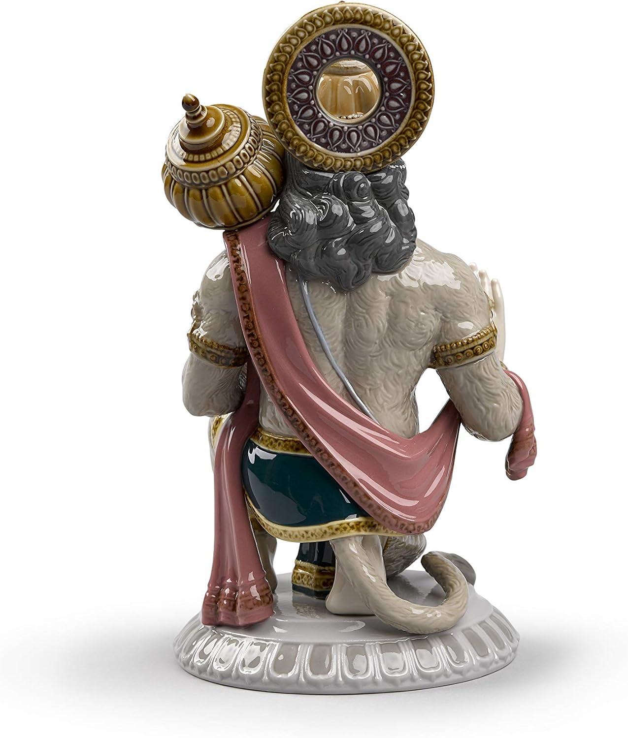 Glazed Porcelain Hanuman Figurine with Enamel Finish