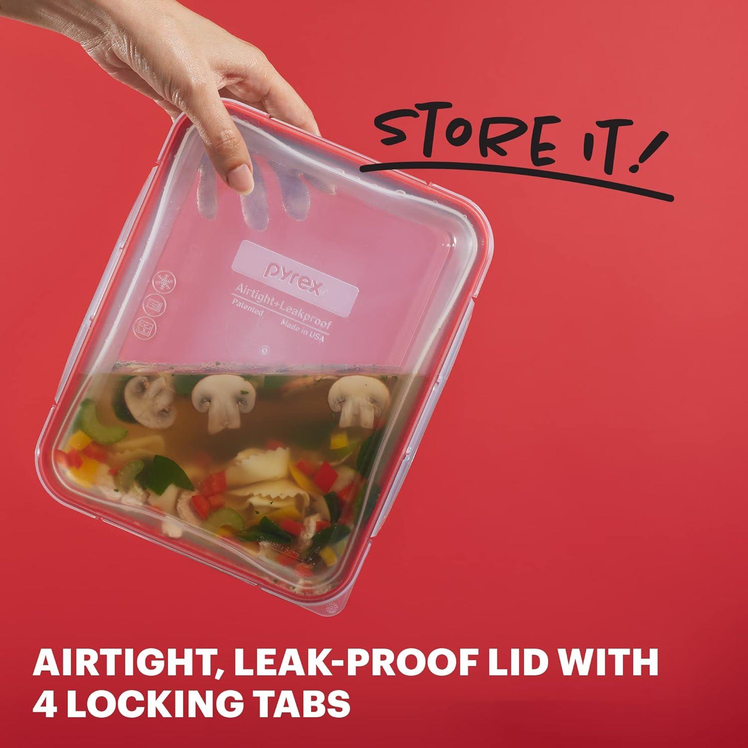 Airtight Glass Food Storage Container Set with Red Lids, 8-Piece