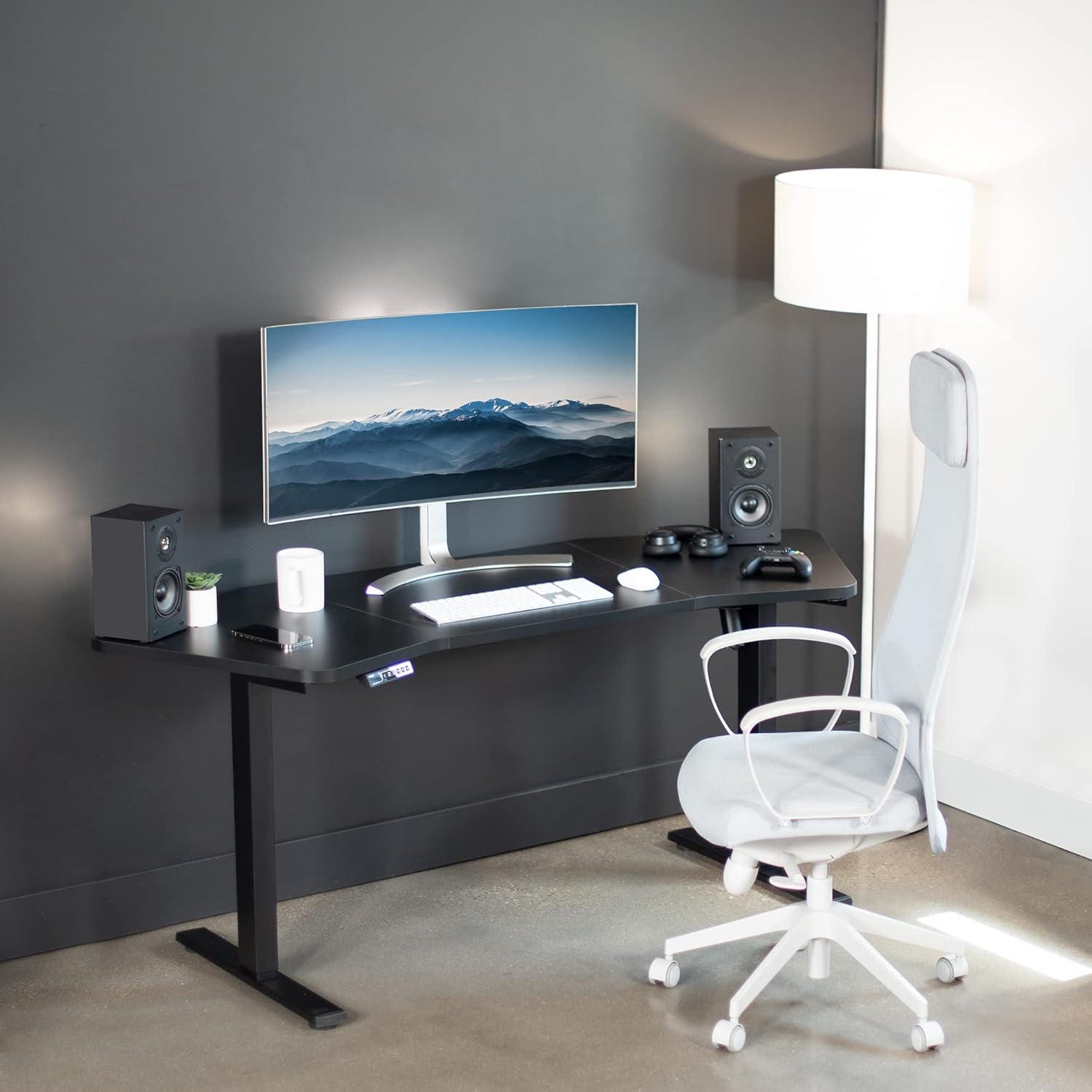 VIVO Corner Electric 71" x 24" Desk, Wing-Shaped Table Top