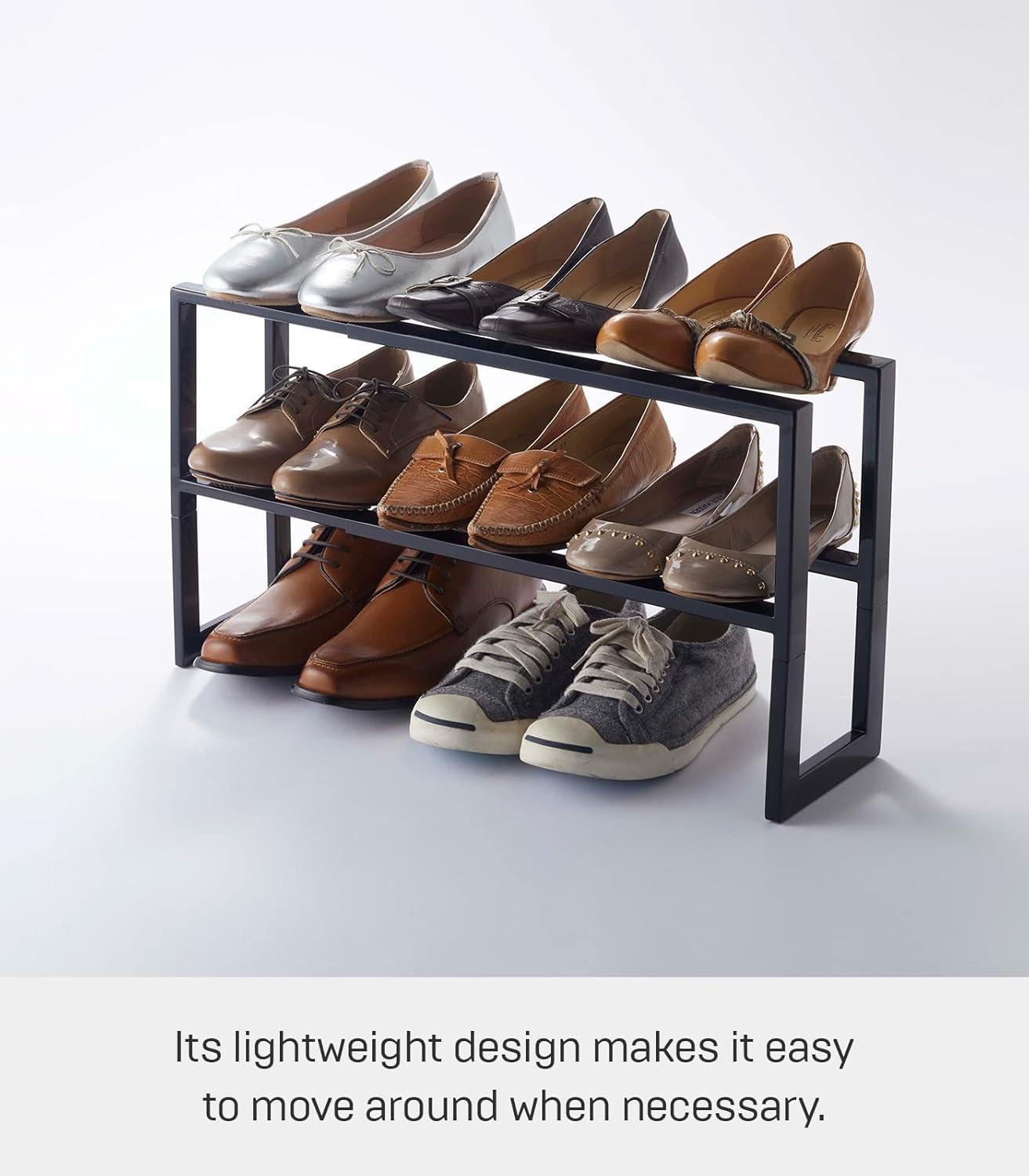 Yamazaki Home 2 Shelves Adjustable Shoe Rack, Large, Double, Steel,Holds 6 to 12 shoes, Expandable