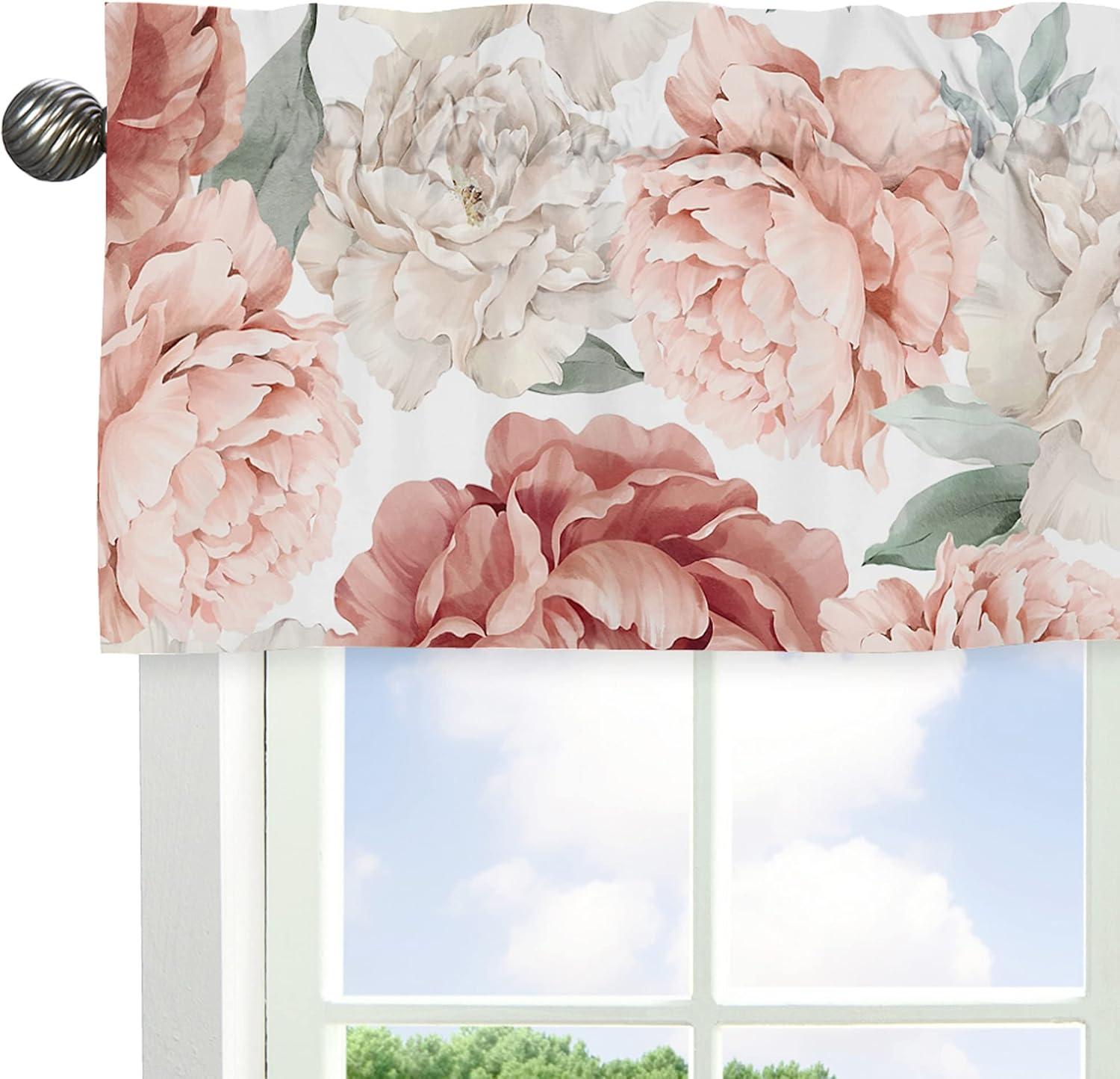 Peony Floral Garden Pink and Ivory 54" Window Valance by Sweet Jojo Designs