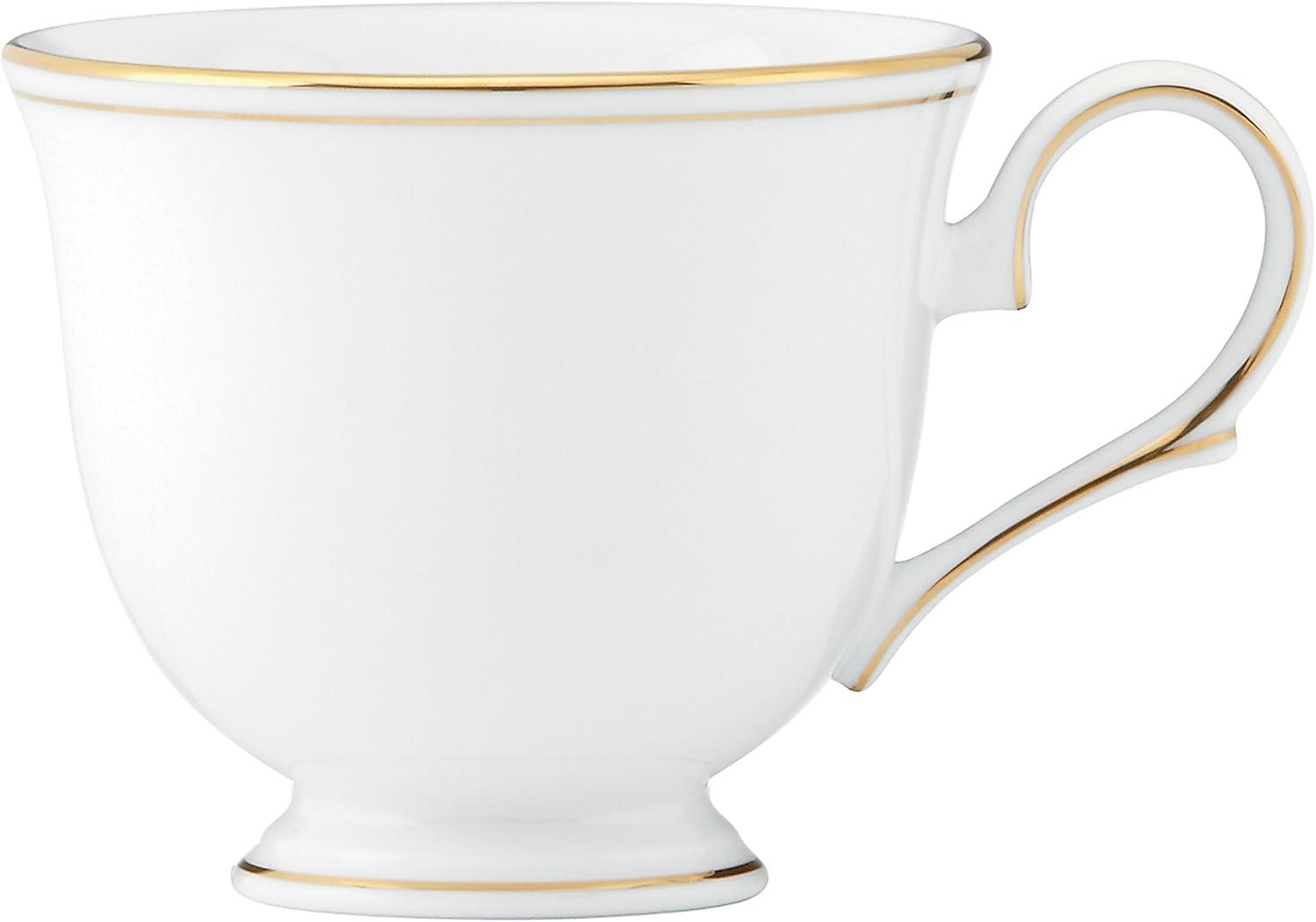 White Ceramic Tea Cup with Gold Accents