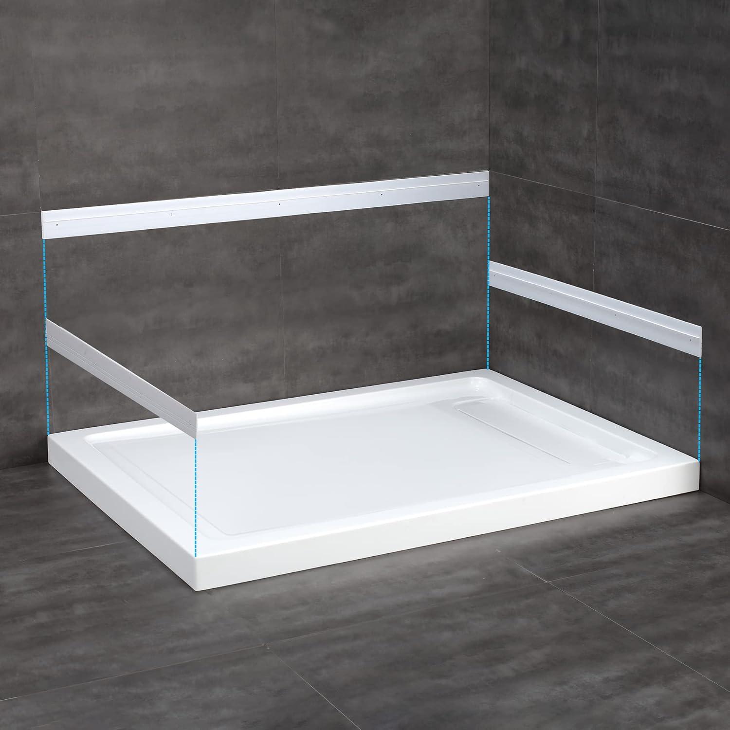 White Acrylic 48x32 Rectangular Shower Base with Hidden Drain