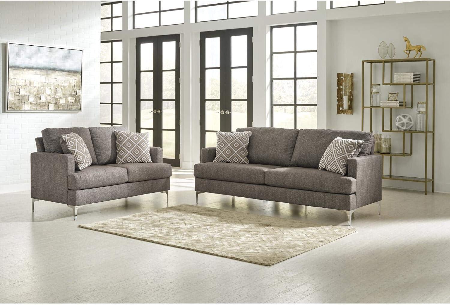 Signature Design by Ashley Contemporary Arcola RTA Loveseat Microfiber Java