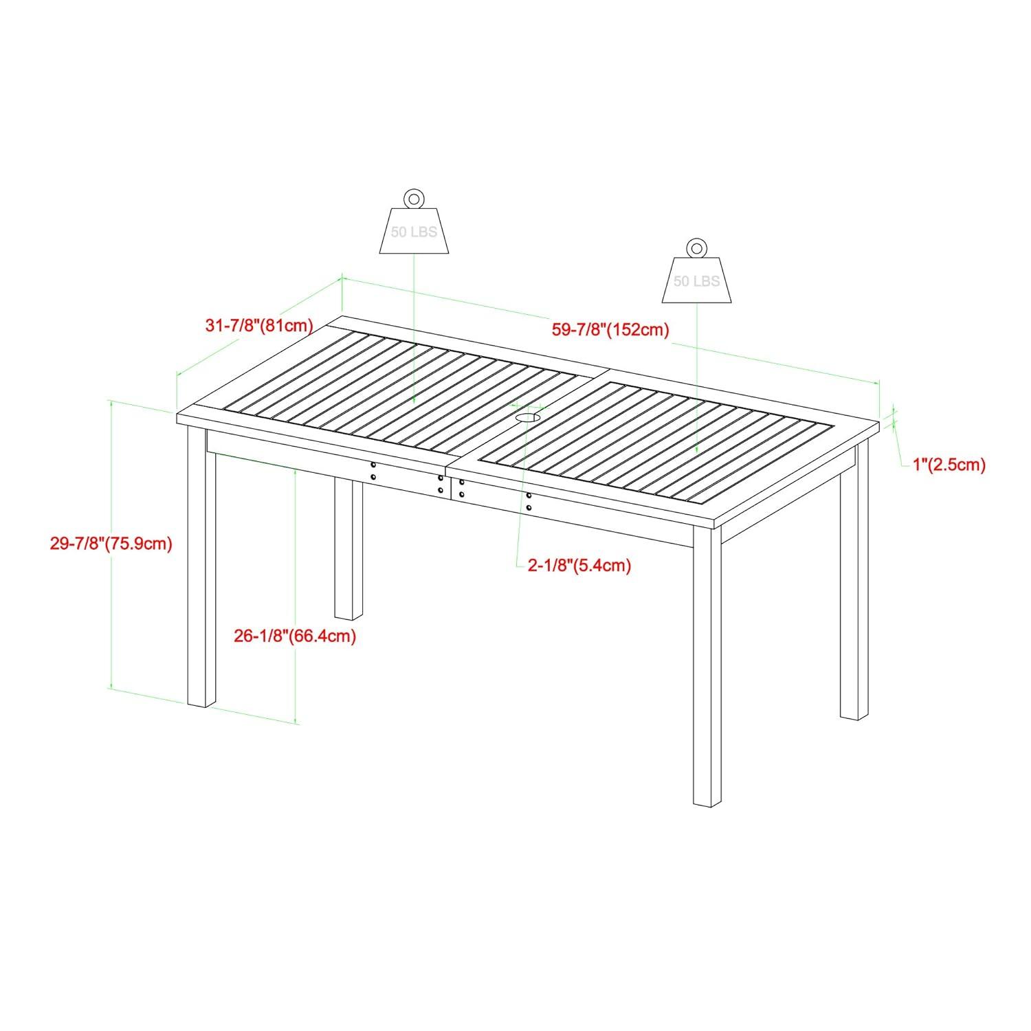 Outdoor Classic Traditional Modern Contemporary Acacia Wood Simple Patio 7-Piece Dining Set - Brown