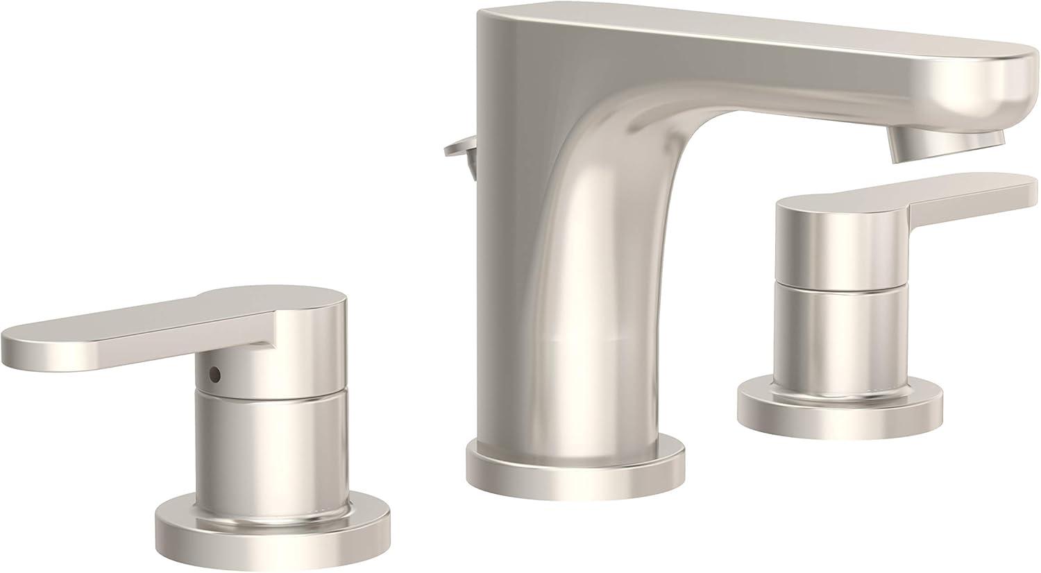 Satin Nickel Widespread Two-Handle Bathroom Faucet with Metal Drain