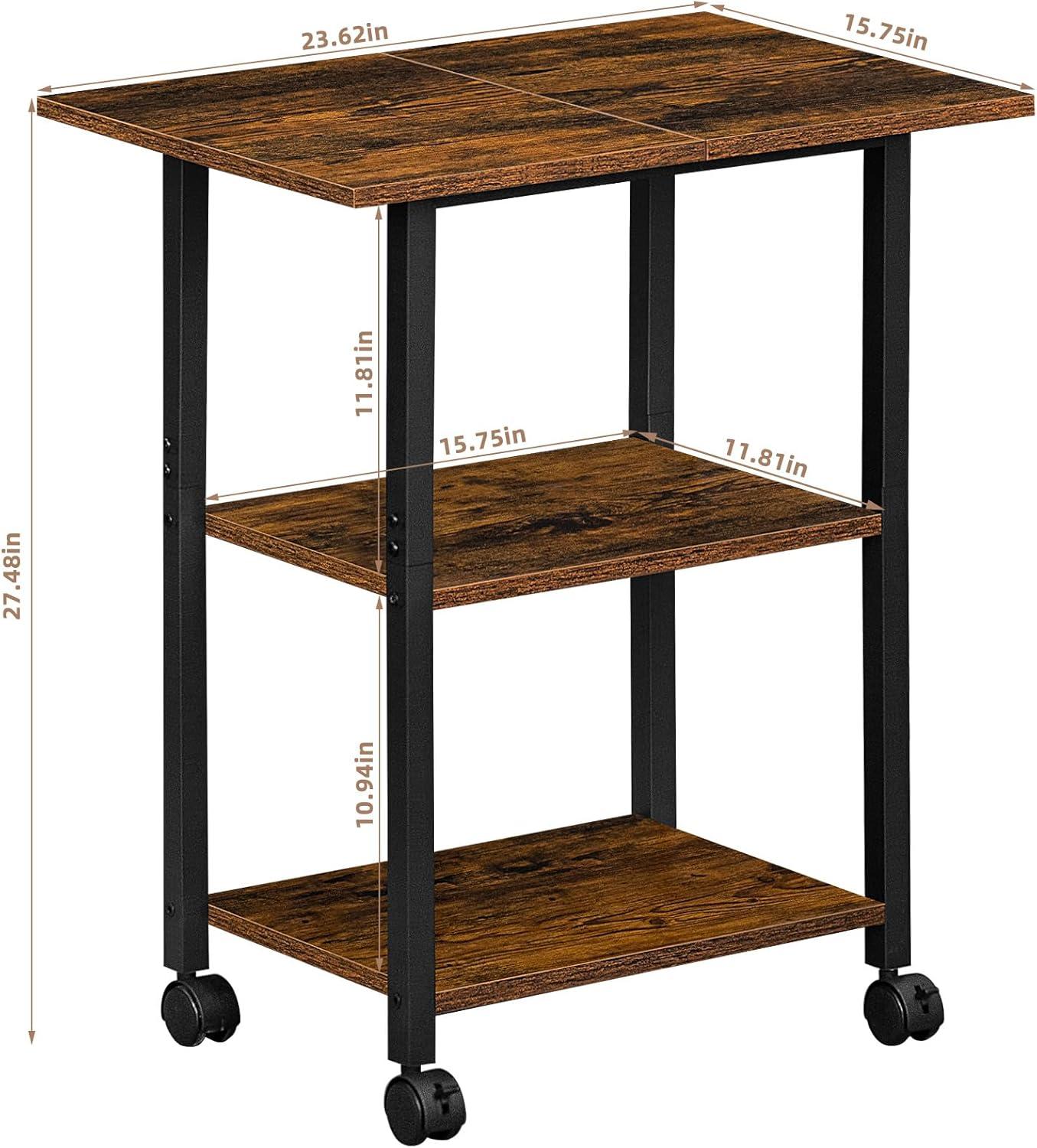 HOOBRO 25.2'' H X 16.5'' W X 11'' D Mobile Printer Stand with Adjustable Shelf