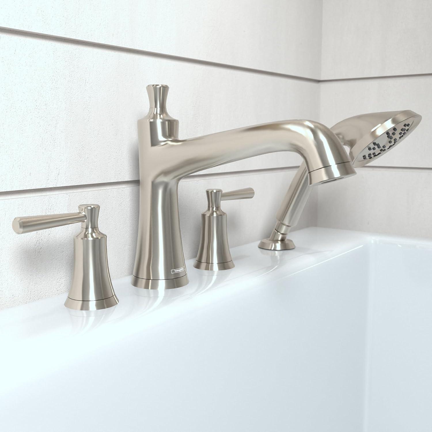 Joleena Double Handle Deck Mounted Roman Tub Faucet Trim with Diverter and Handshower