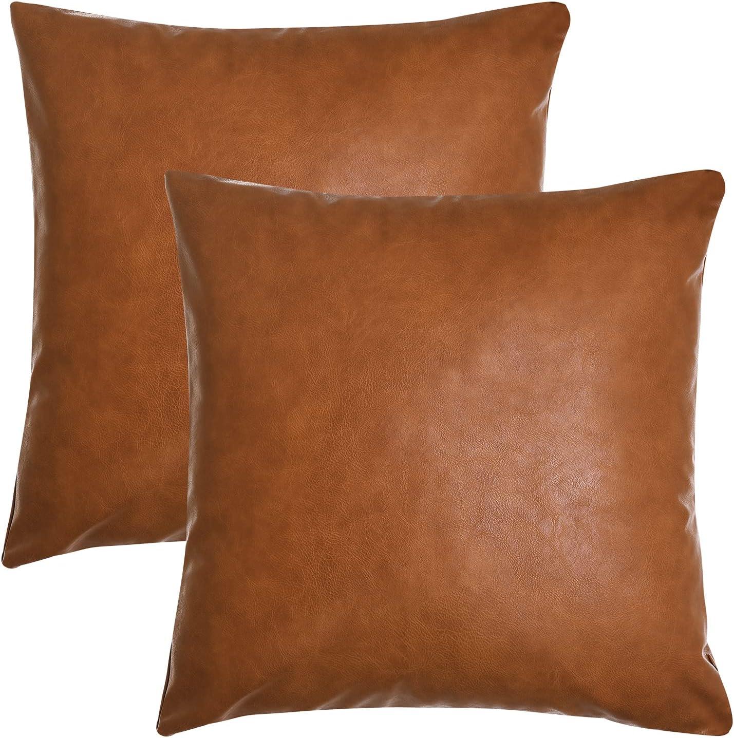 LALILO Faux Leather Pillow Cover 18x18 Set of 2 Luxury Accent Pillow Cushion Cases for Couch Bed Sofa