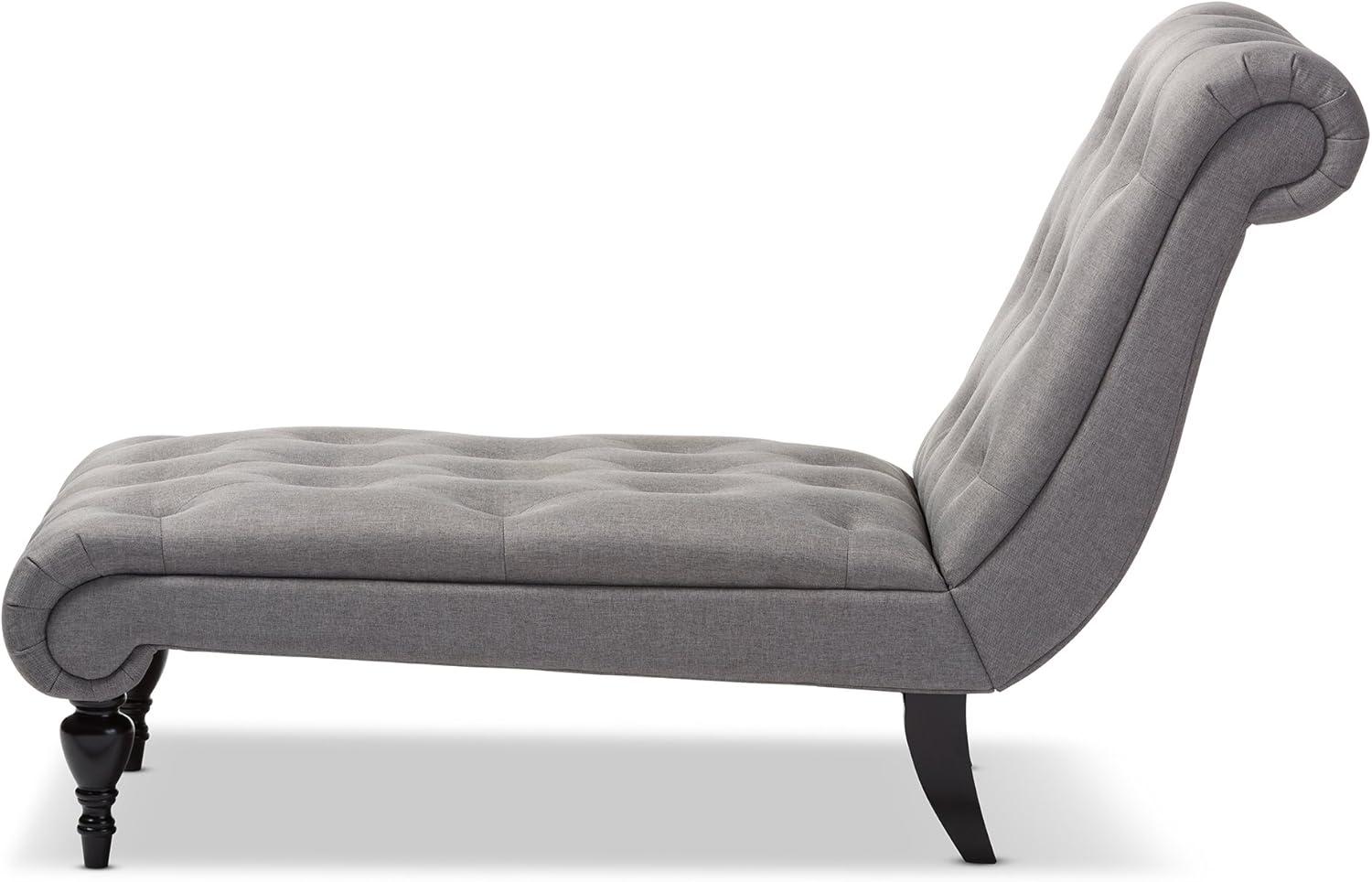 Pemberly Row Tufted Chaise Lounge in Gray and Black